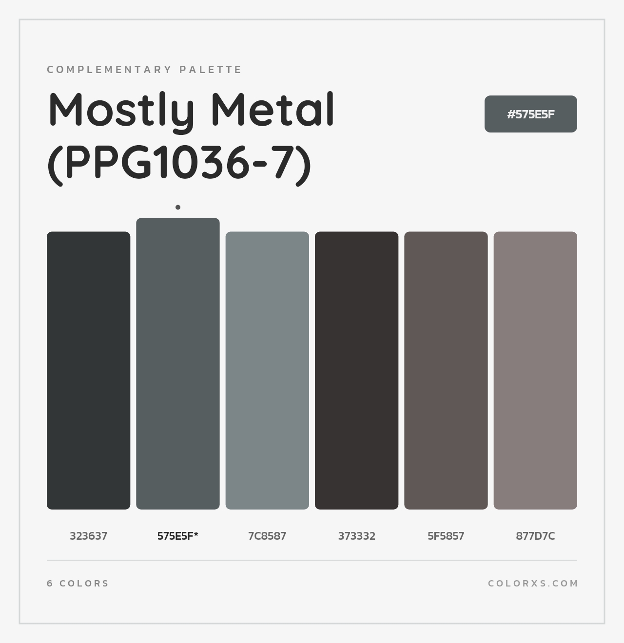 Mostly Metal (PPG1036-7) - Complementary Color Palette