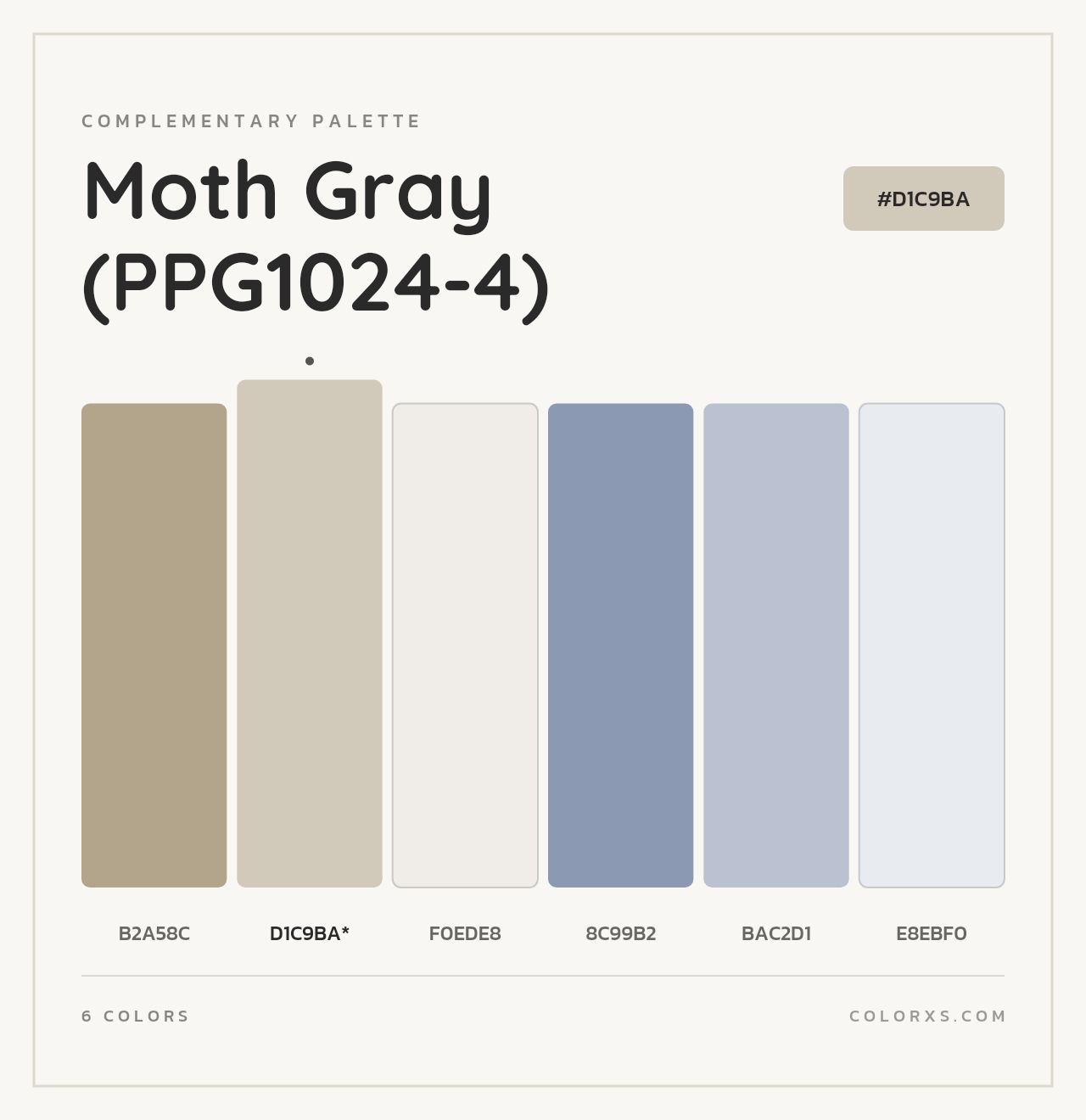 Moth Gray (PPG1024-4) - Complementary Color Palette