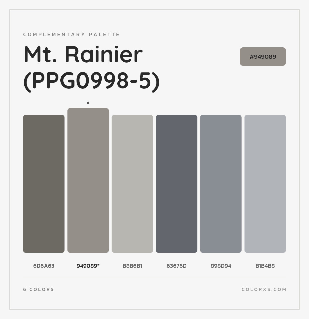 Mt. Rainier (PPG0998-5) - Complementary Color Palette