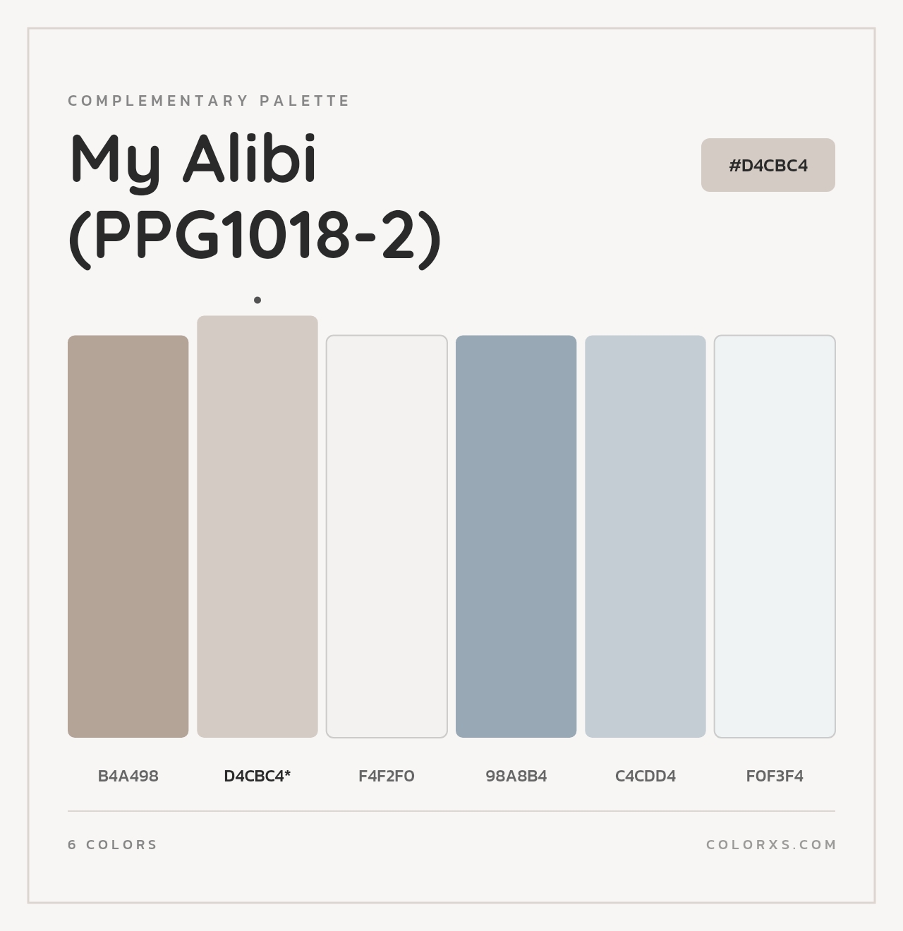 My Alibi (PPG1018-2) - Complementary Color Palette