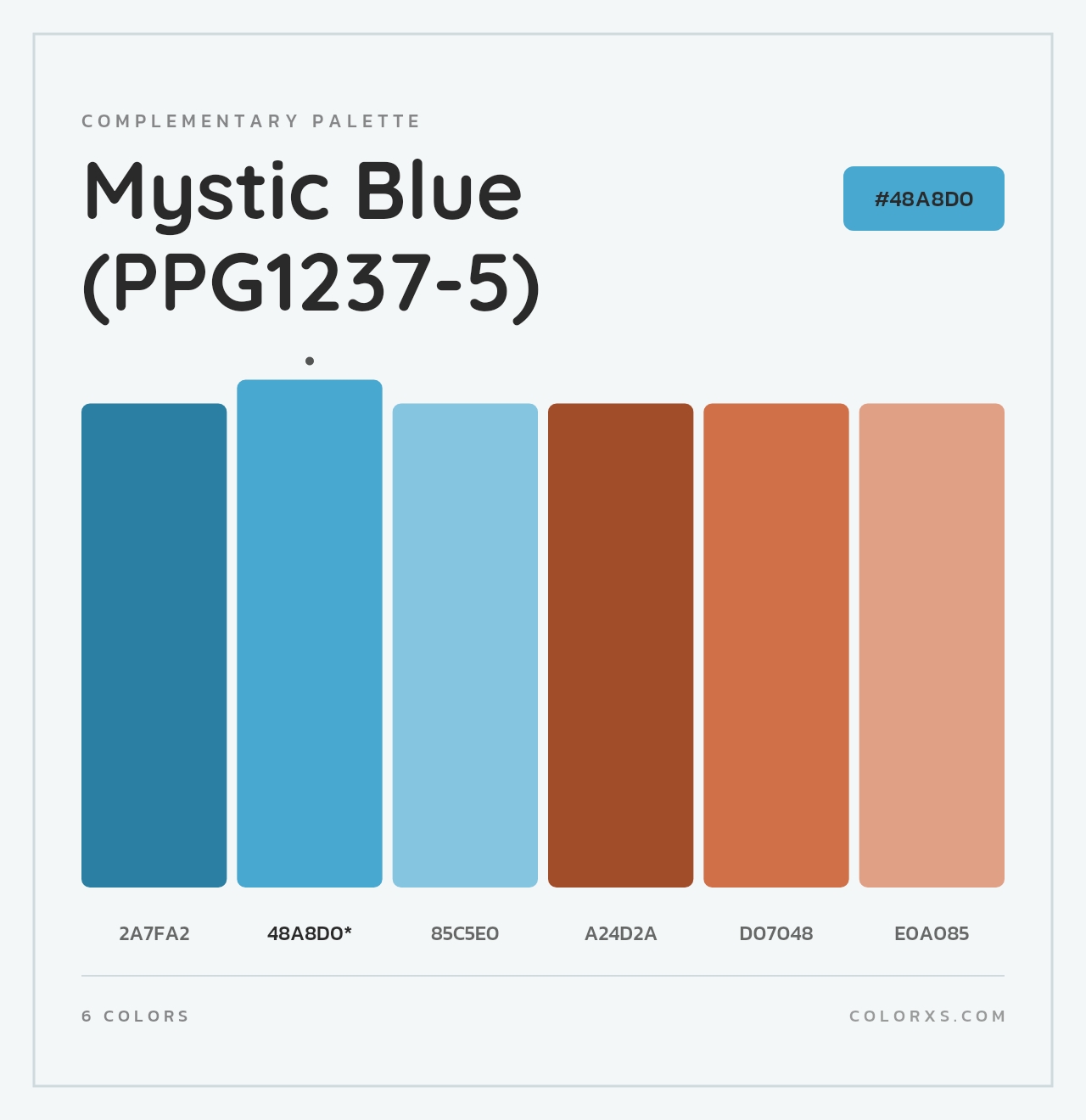 Mystic Blue (PPG1237-5) - Complementary Color Palette