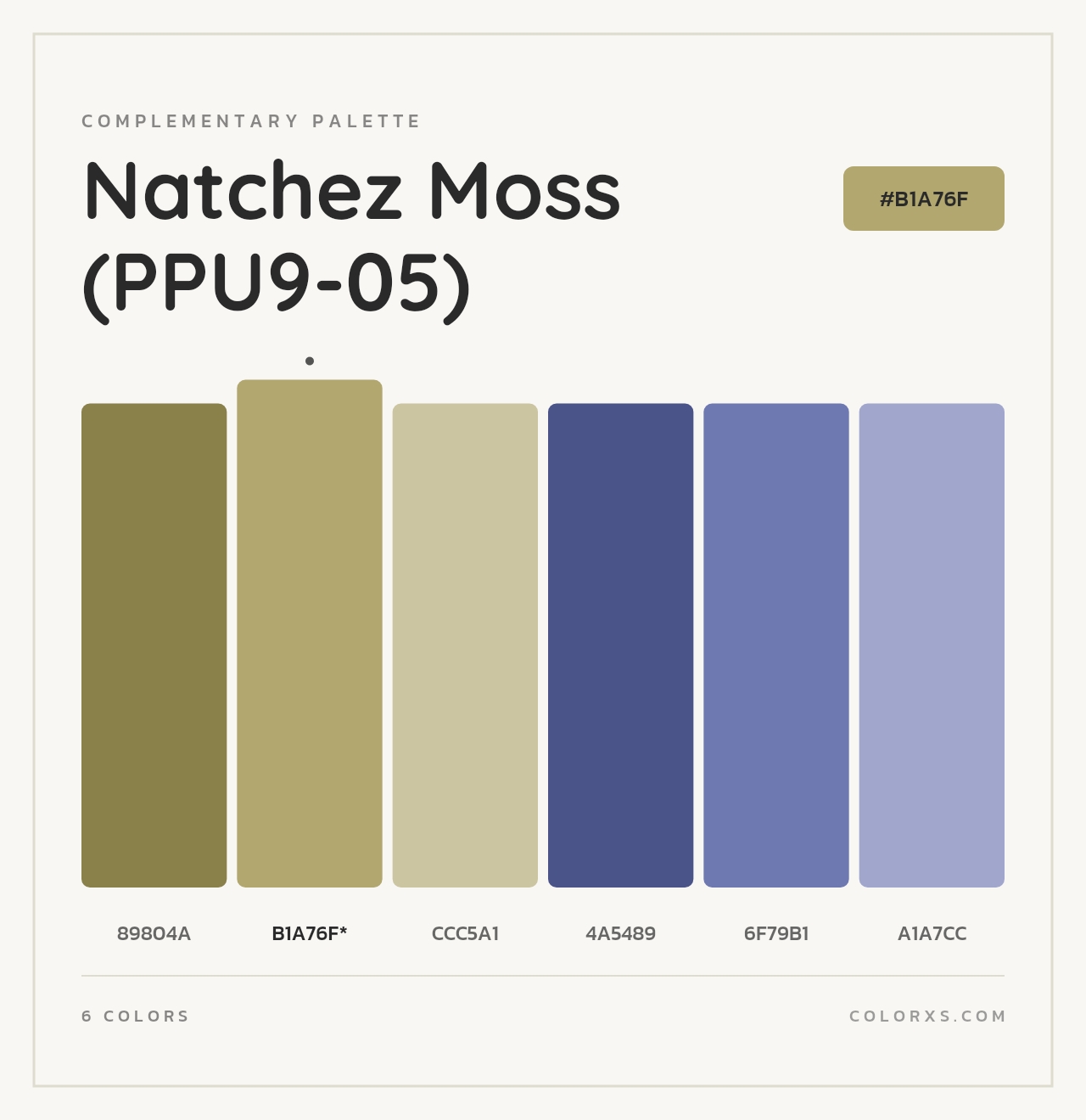 Natchez Moss (PPU9-05) - Complementary Color Palette