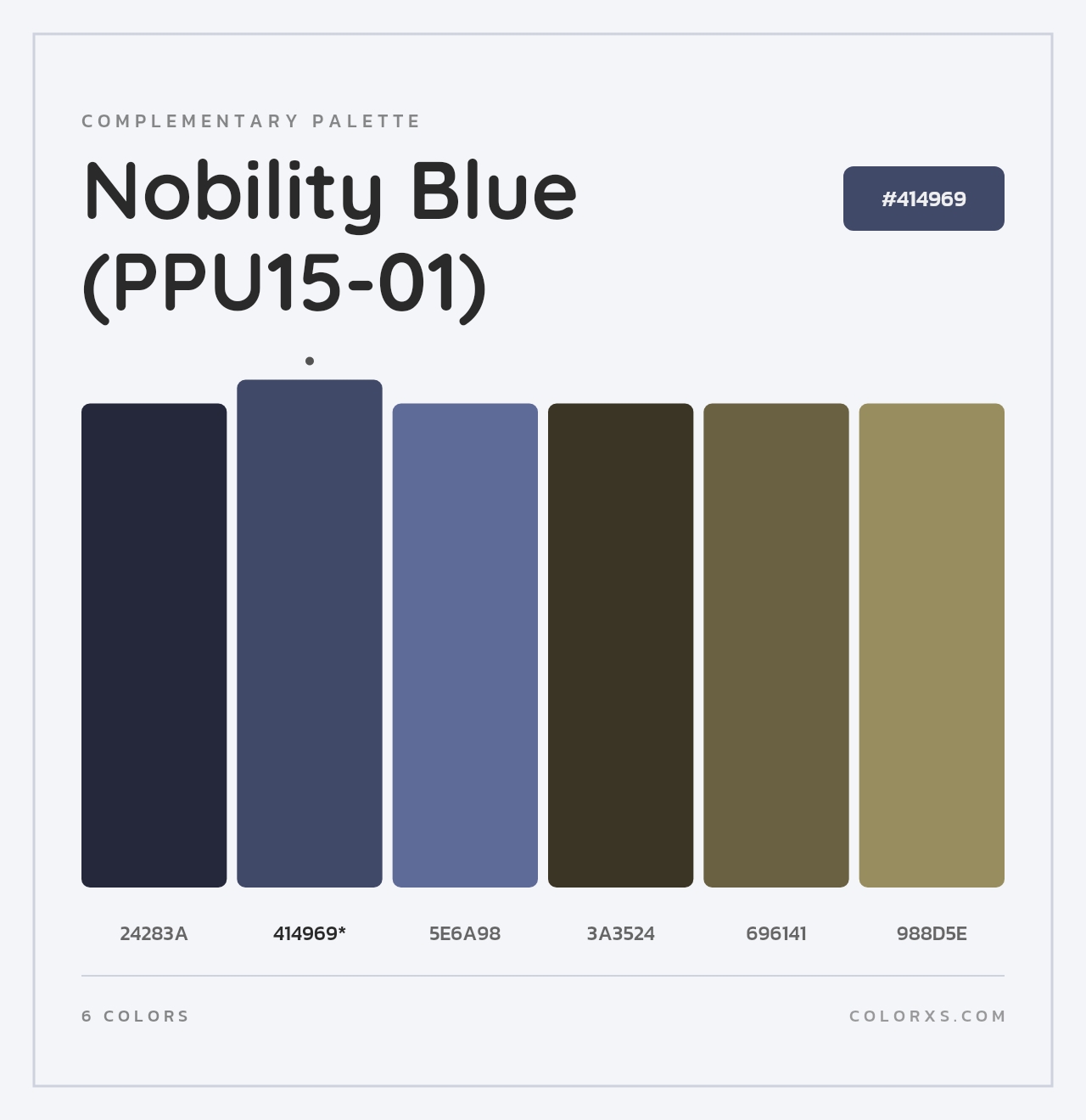 Nobility Blue (PPU15-01) - Complementary Color Palette