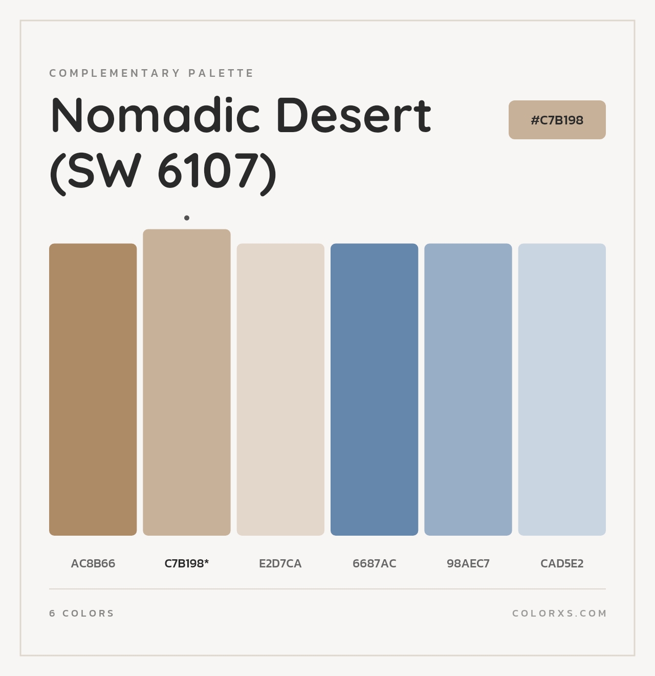 Nomadic Desert (SW 6107) - Complementary Color Palette