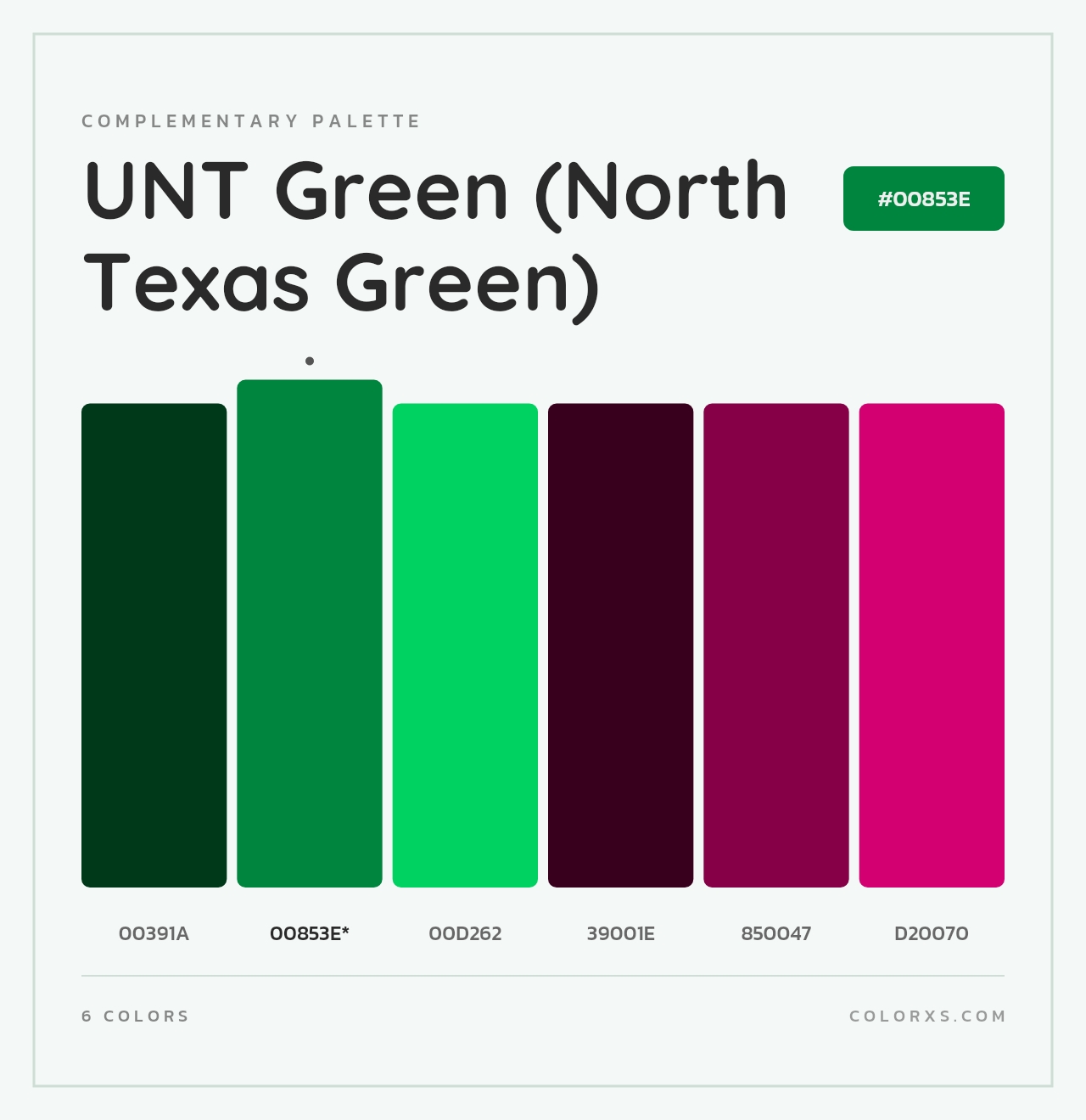 UNT Green (North Texas Green) - Complementary Color Palette