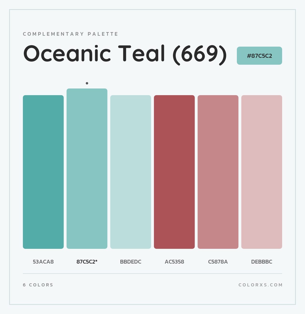 Oceanic Teal (669) - Complementary Color Palette