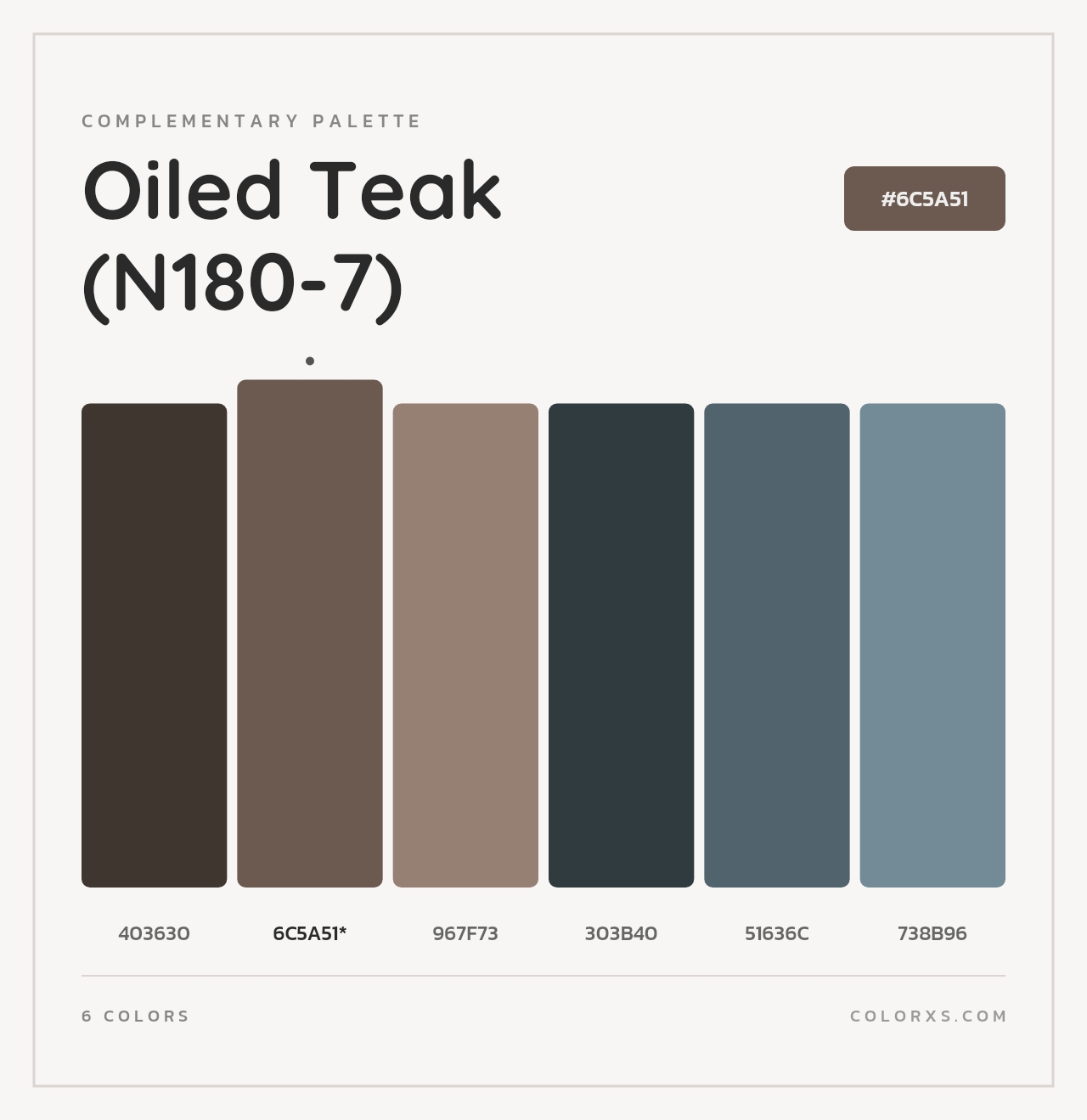 Oiled Teak (N180-7) - Complementary Color Palette