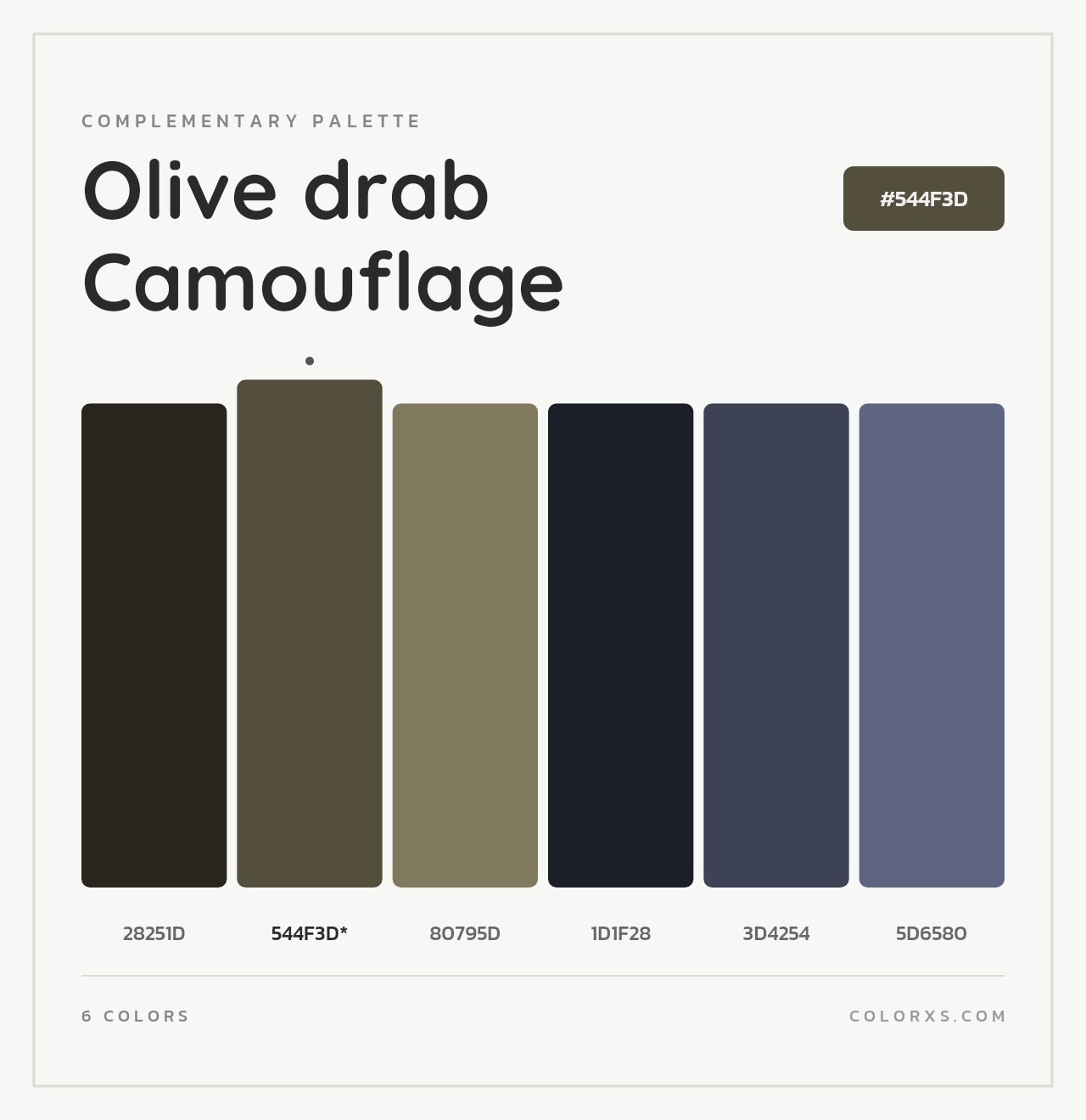 Olive drab Camouflage - Complementary Color Palette
