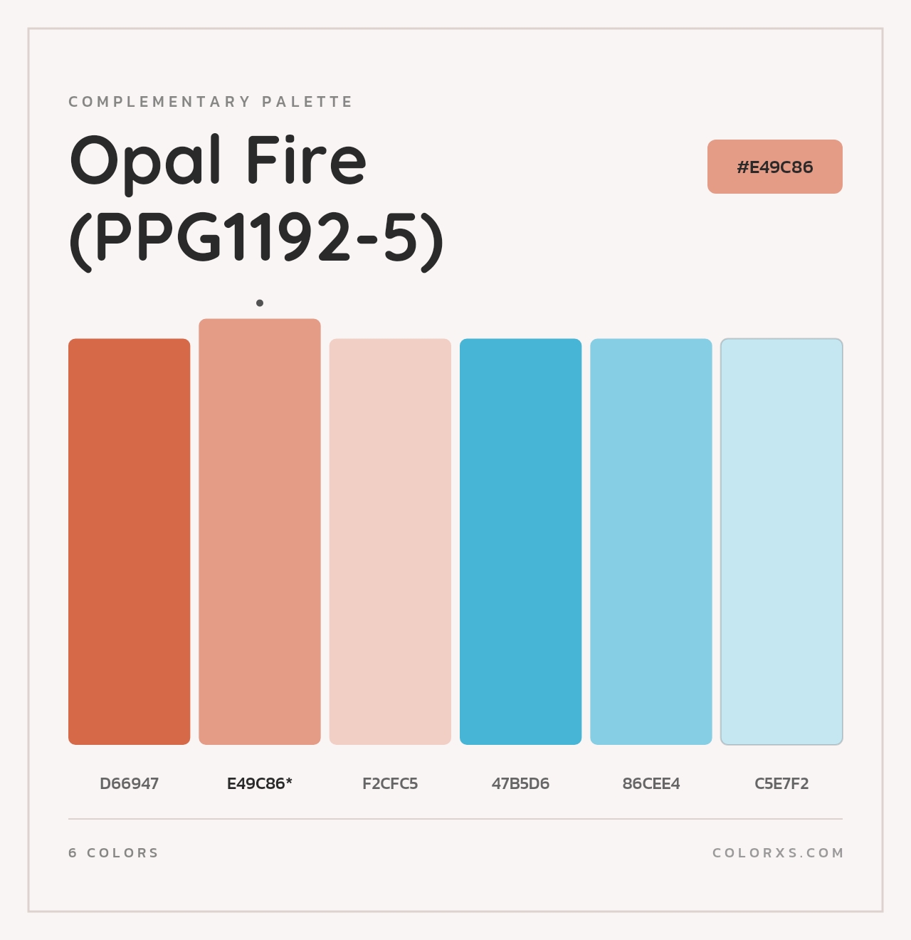 Opal Fire (PPG1192-5) - Complementary Color Palette