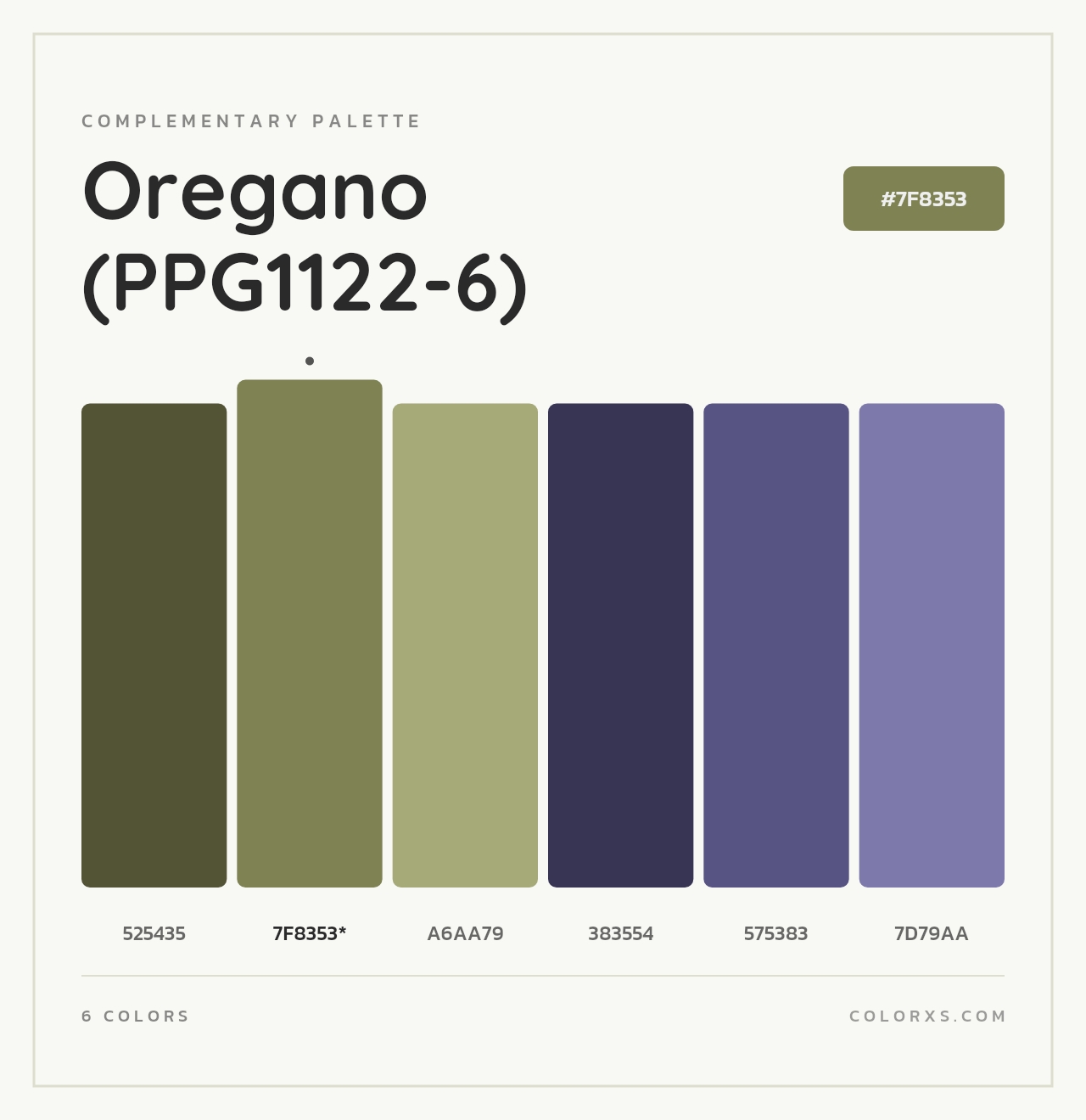 Oregano (PPG1122-6) - Complementary Color Palette