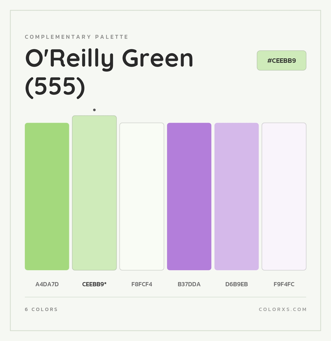 O'Reilly Green (555) - Complementary Color Palette