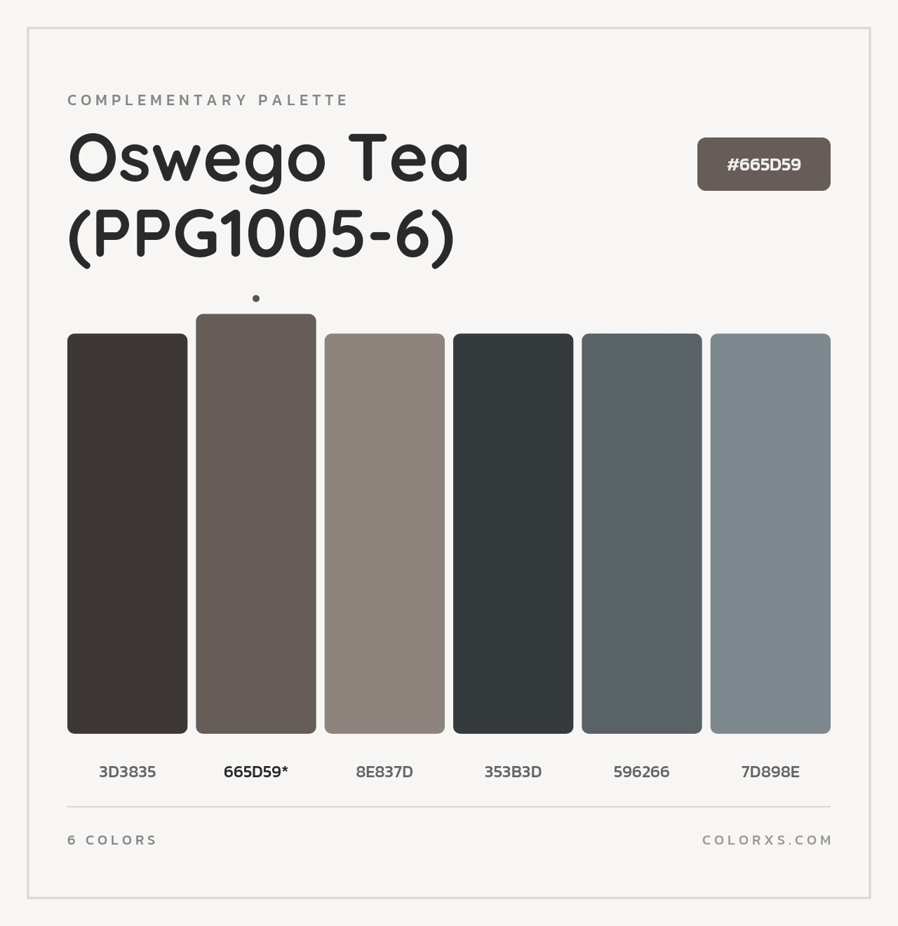 Oswego Tea (PPG1005-6) - Complementary Color Palette