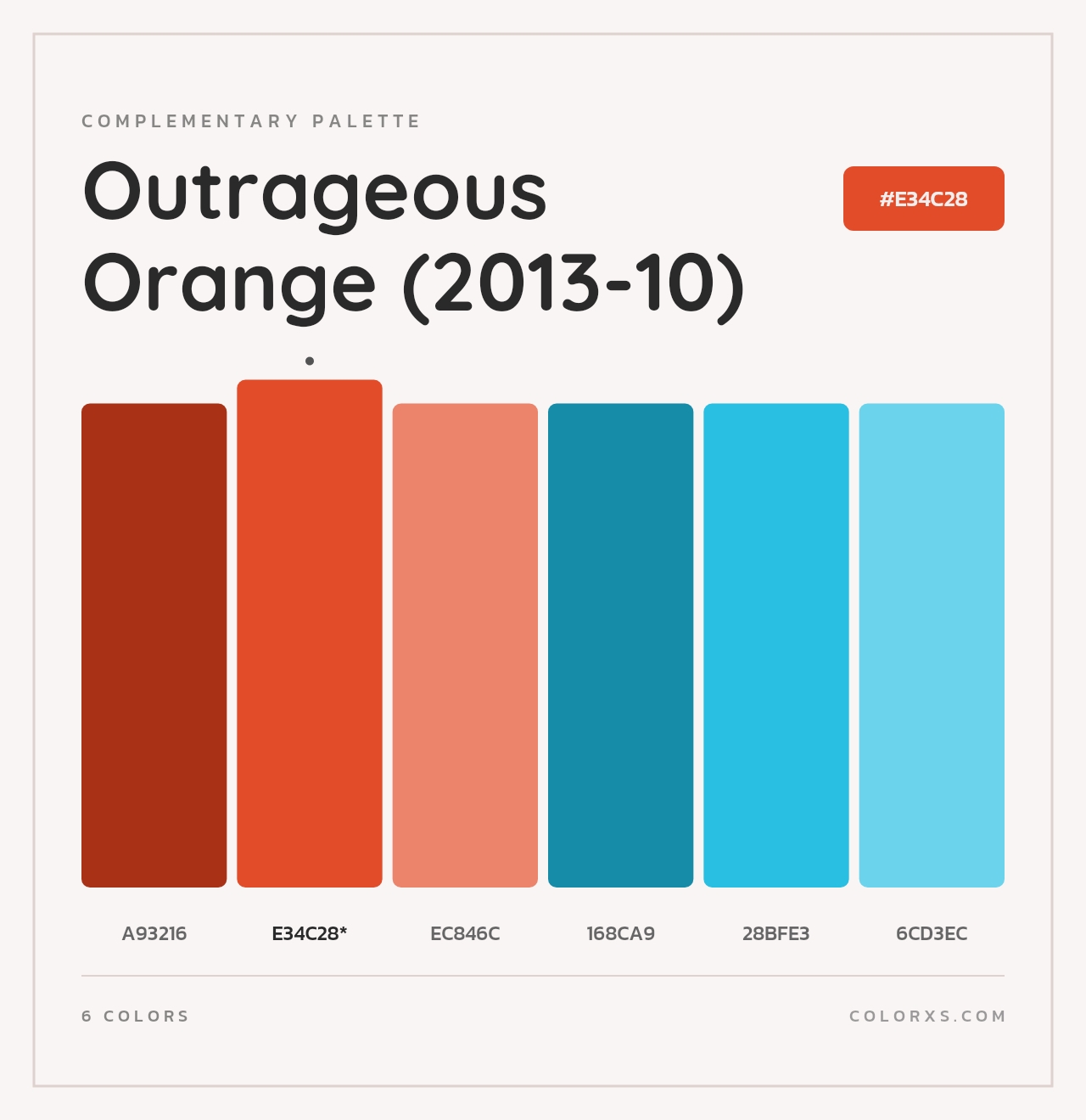 Outrageous Orange (2013-10) - Complementary Color Palette