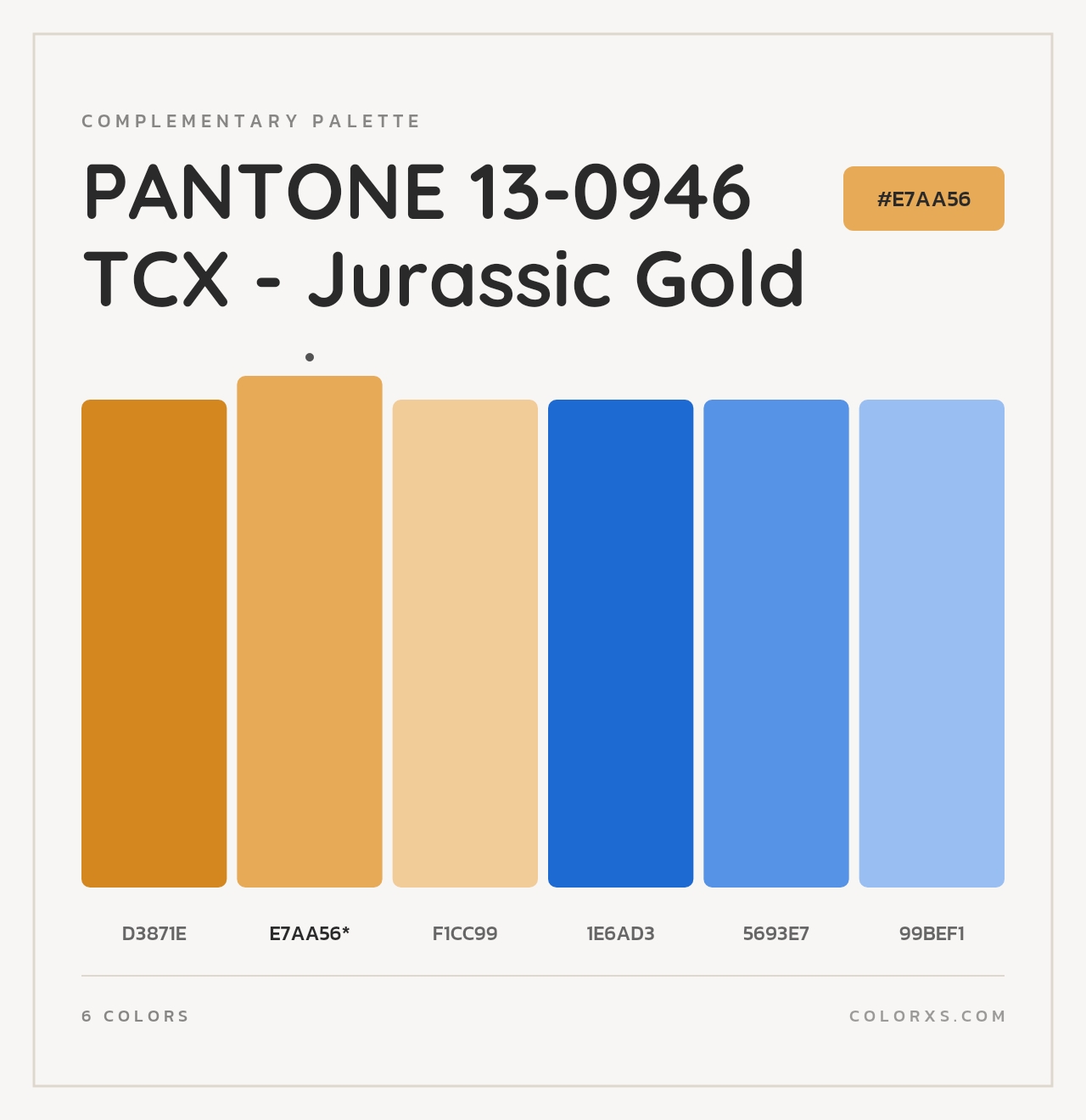 PANTONE 13-0946 TCX - Jurassic Gold - Complementary Color Palette