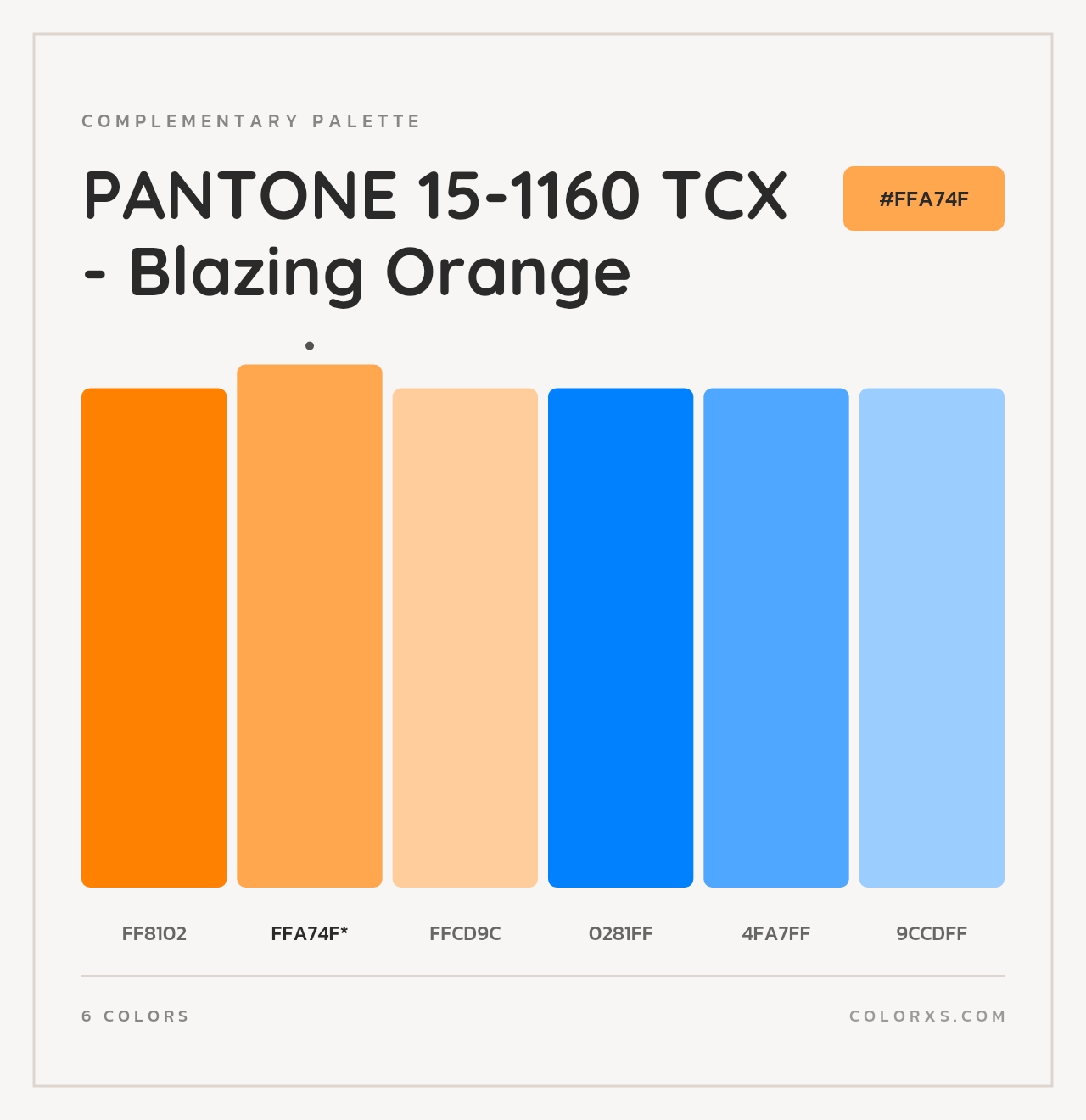 PANTONE 15-1160 TCX - Blazing Orange - Complementary Color Palette