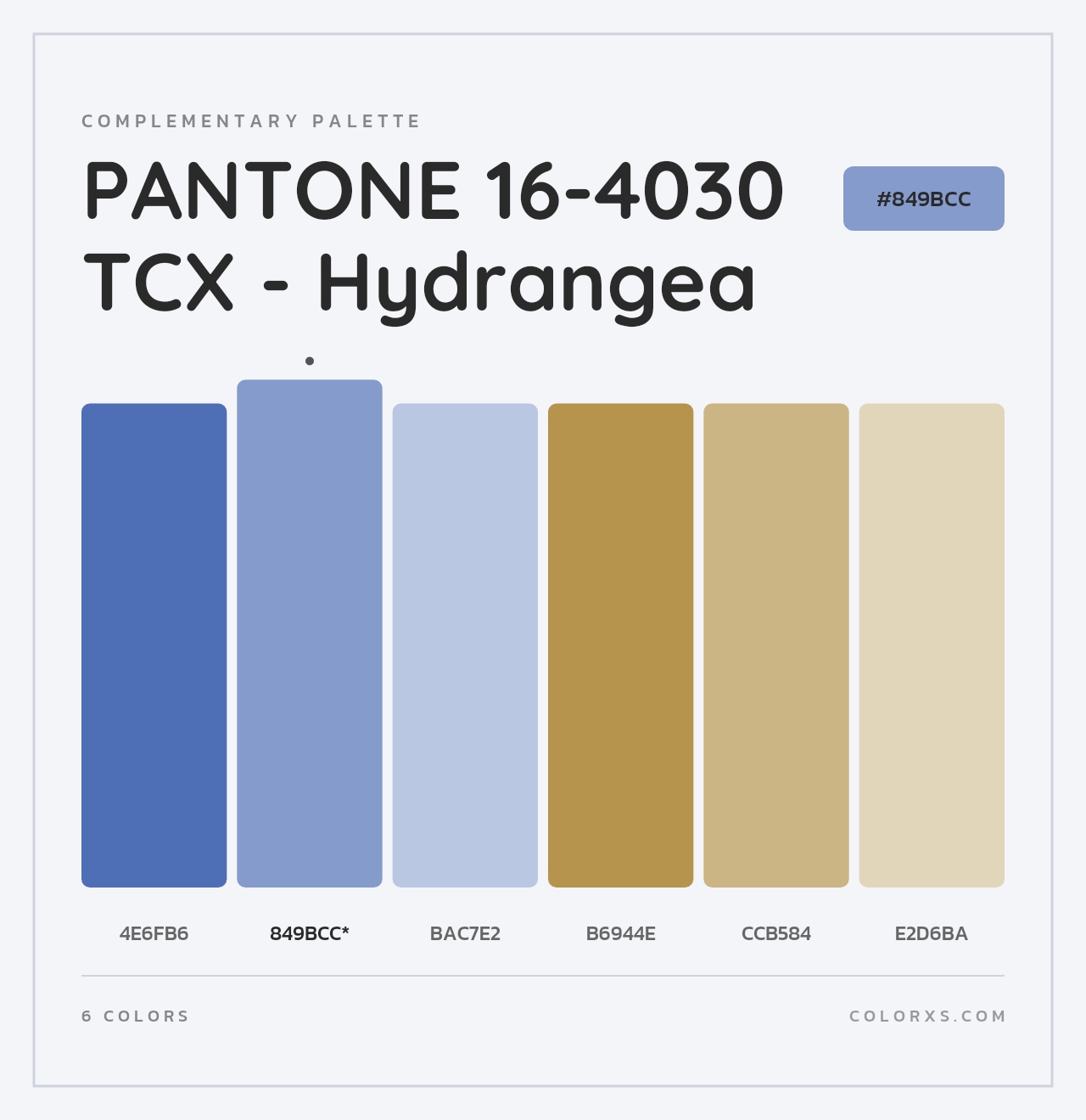 PANTONE 16-4030 TCX - Hydrangea - Complementary Color Palette