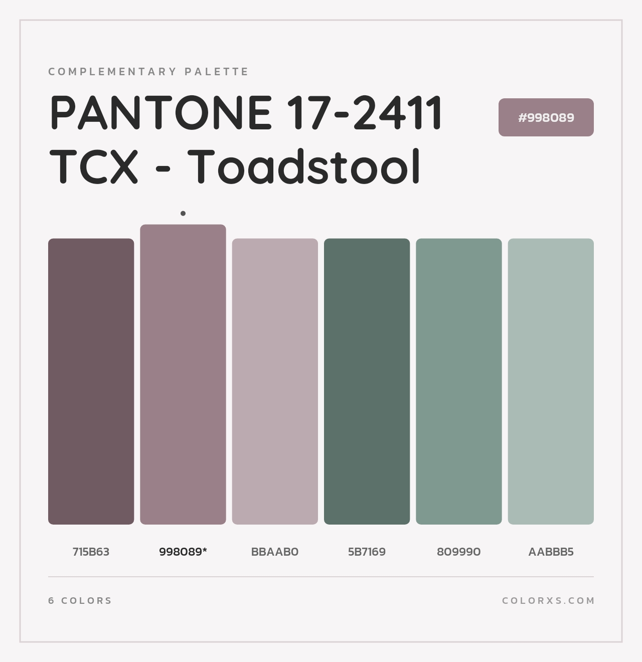 PANTONE 17-2411 TCX - Toadstool - Complementary Color Palette