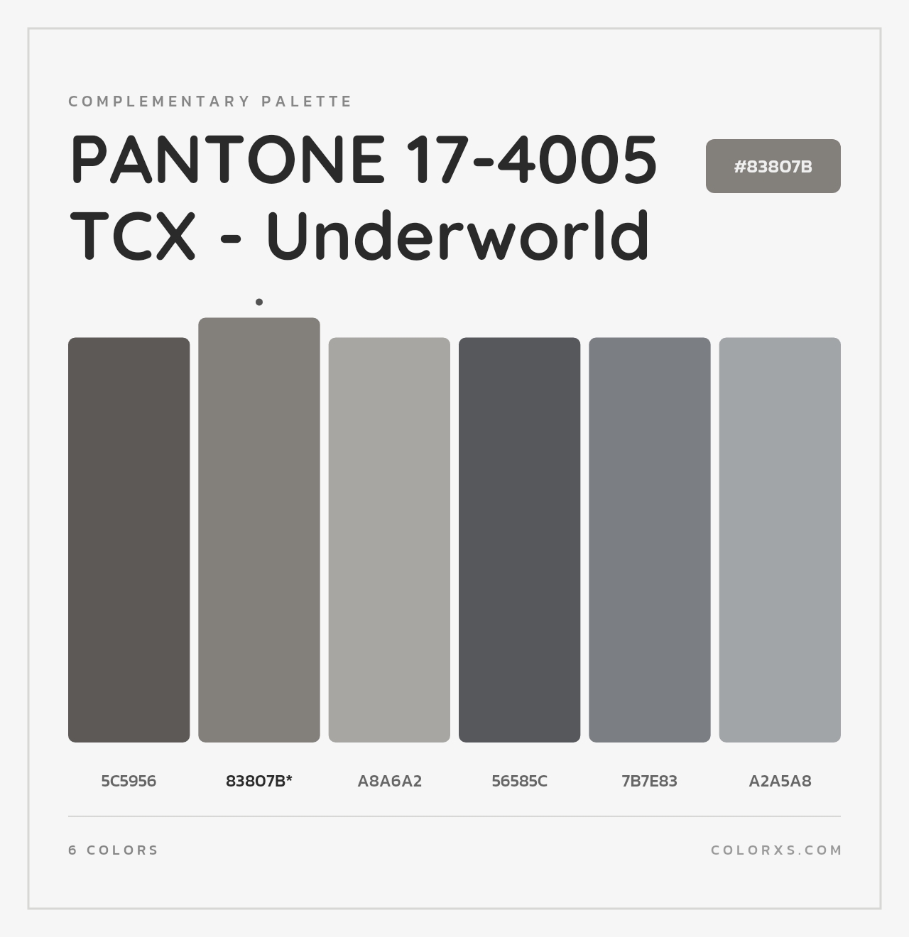 PANTONE 17-4005 TCX - Underworld - Complementary Color Palette