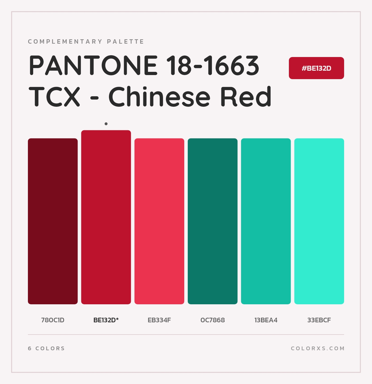 PANTONE 18-1663 TCX - Chinese Red - Complementary Color Palette