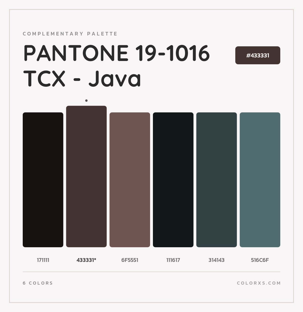 PANTONE 19-1016 TCX - Java - Complementary Color Palette
