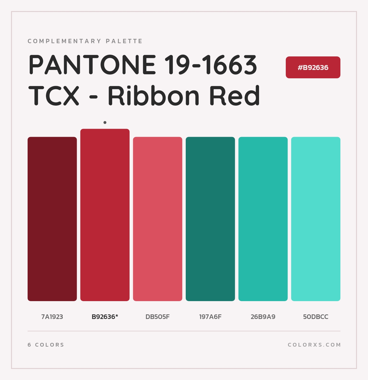 PANTONE 19-1663 TCX - Ribbon Red - Complementary Color Palette