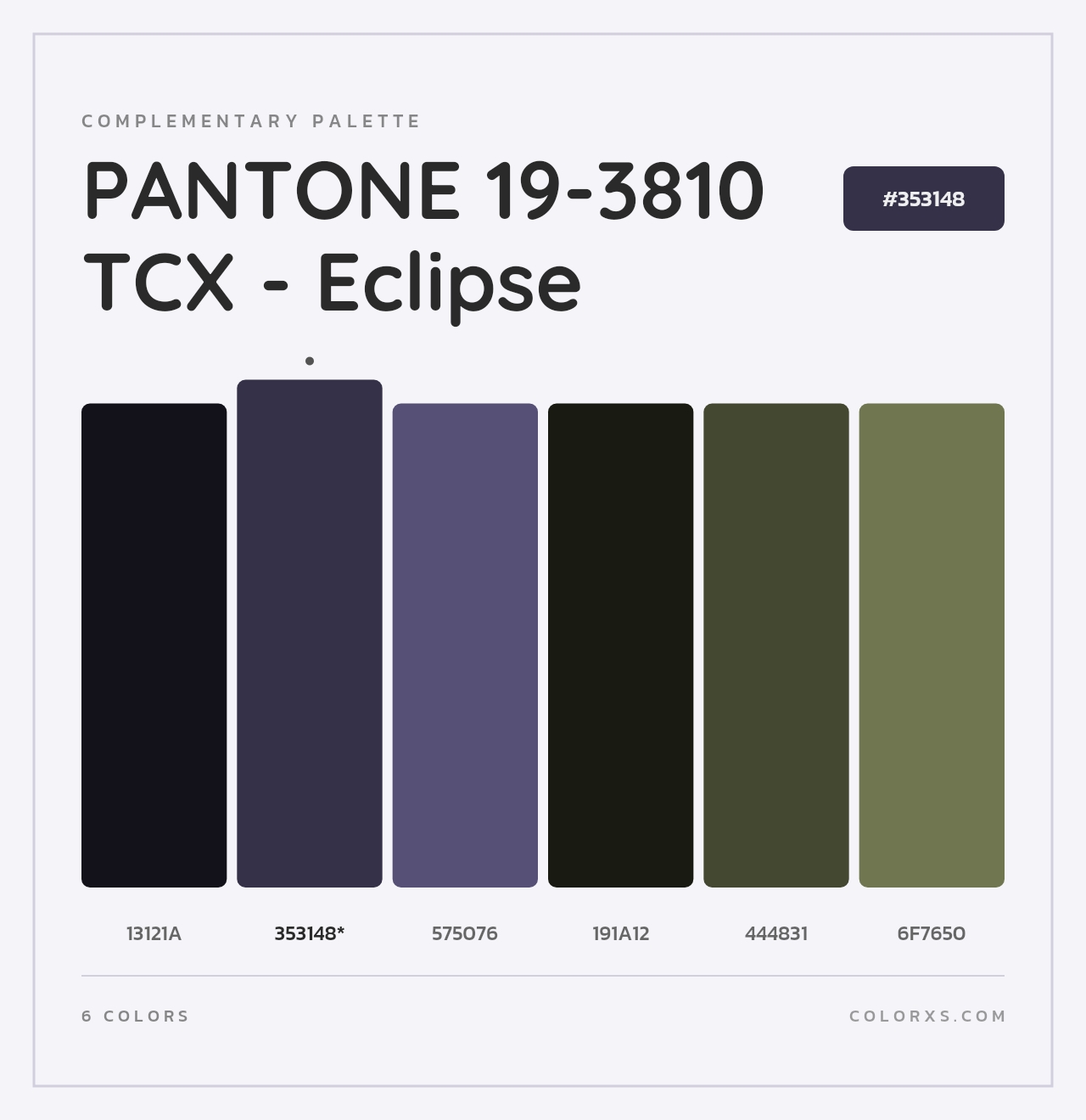 PANTONE 19-3810 TCX - Eclipse - Complementary Color Palette