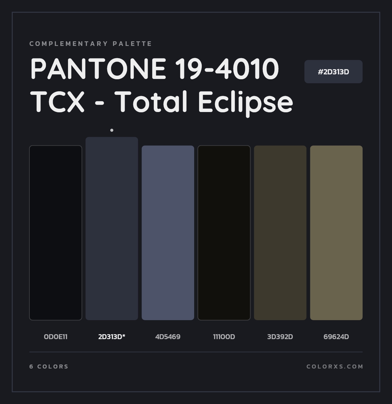 PANTONE 19-4010 TCX - Total Eclipse - Complementary Color Palette