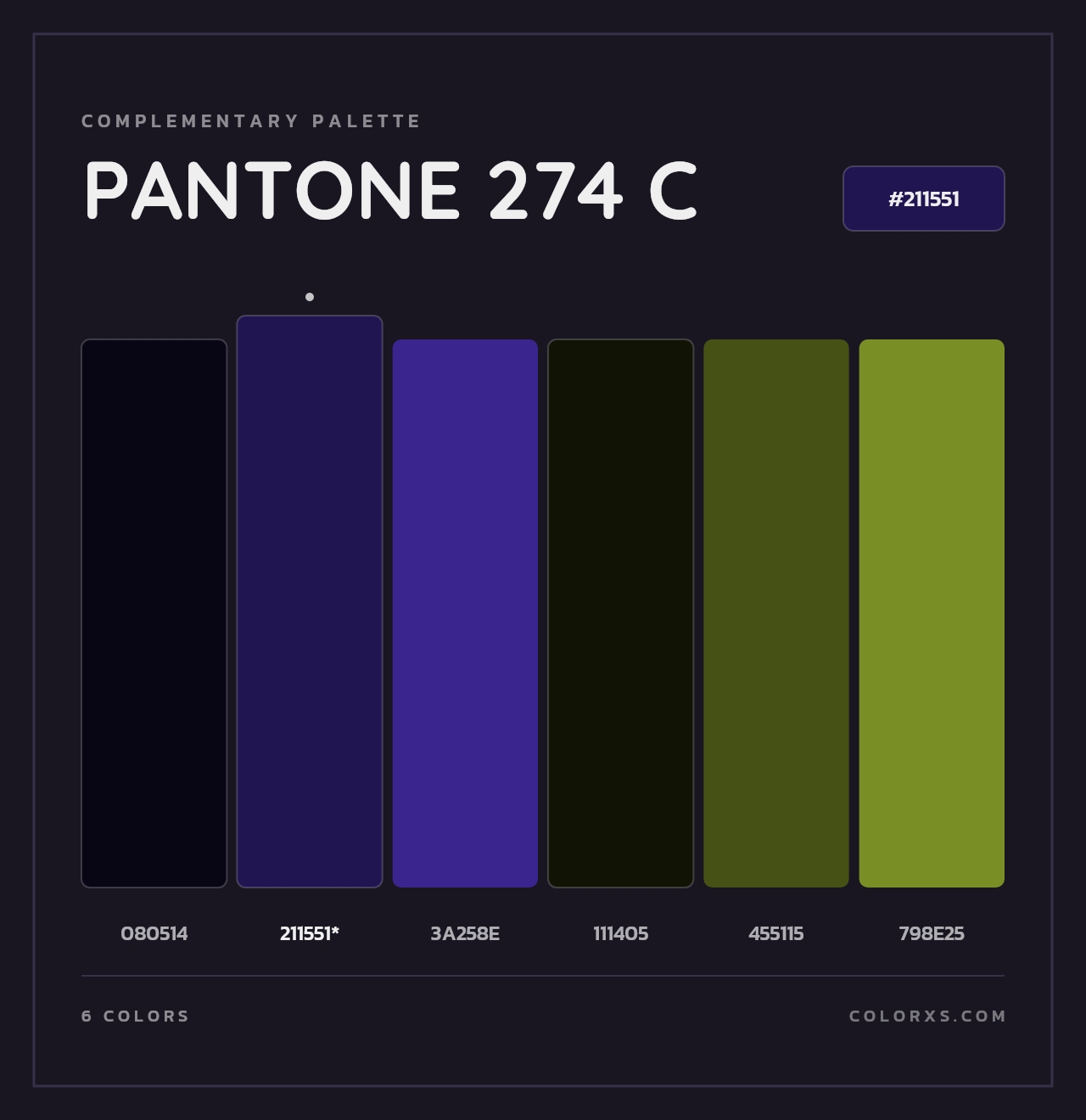 PANTONE 274 C - Complementary Color Palette