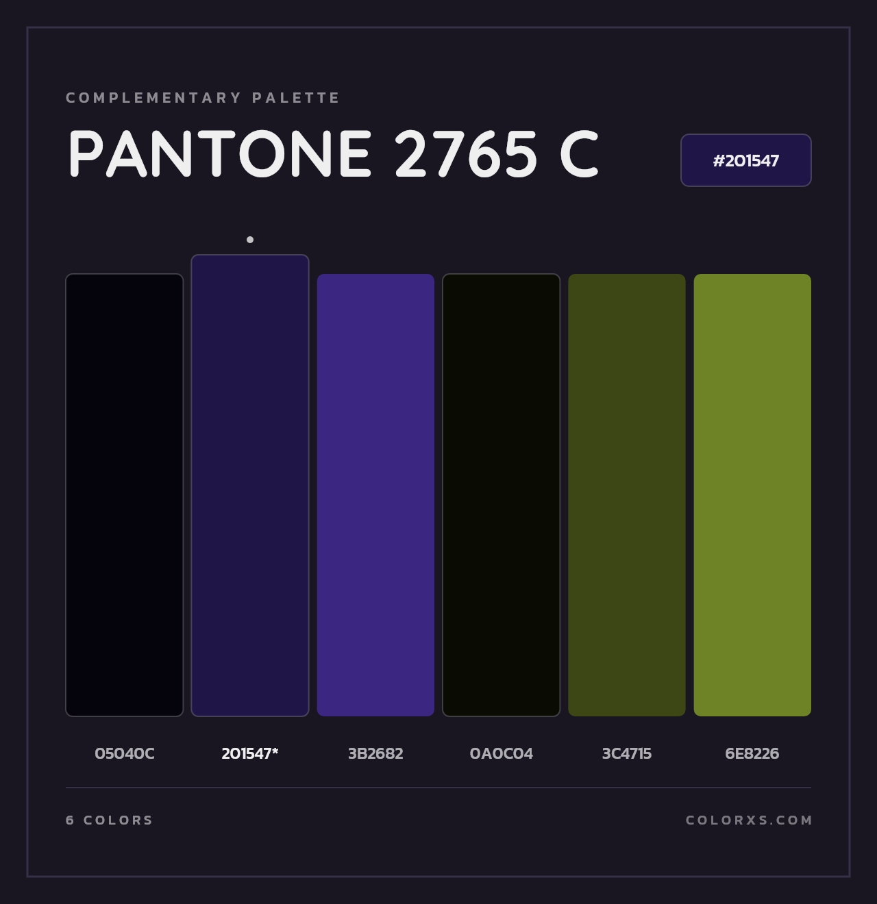 PANTONE 2765 C - Complementary Color Palette