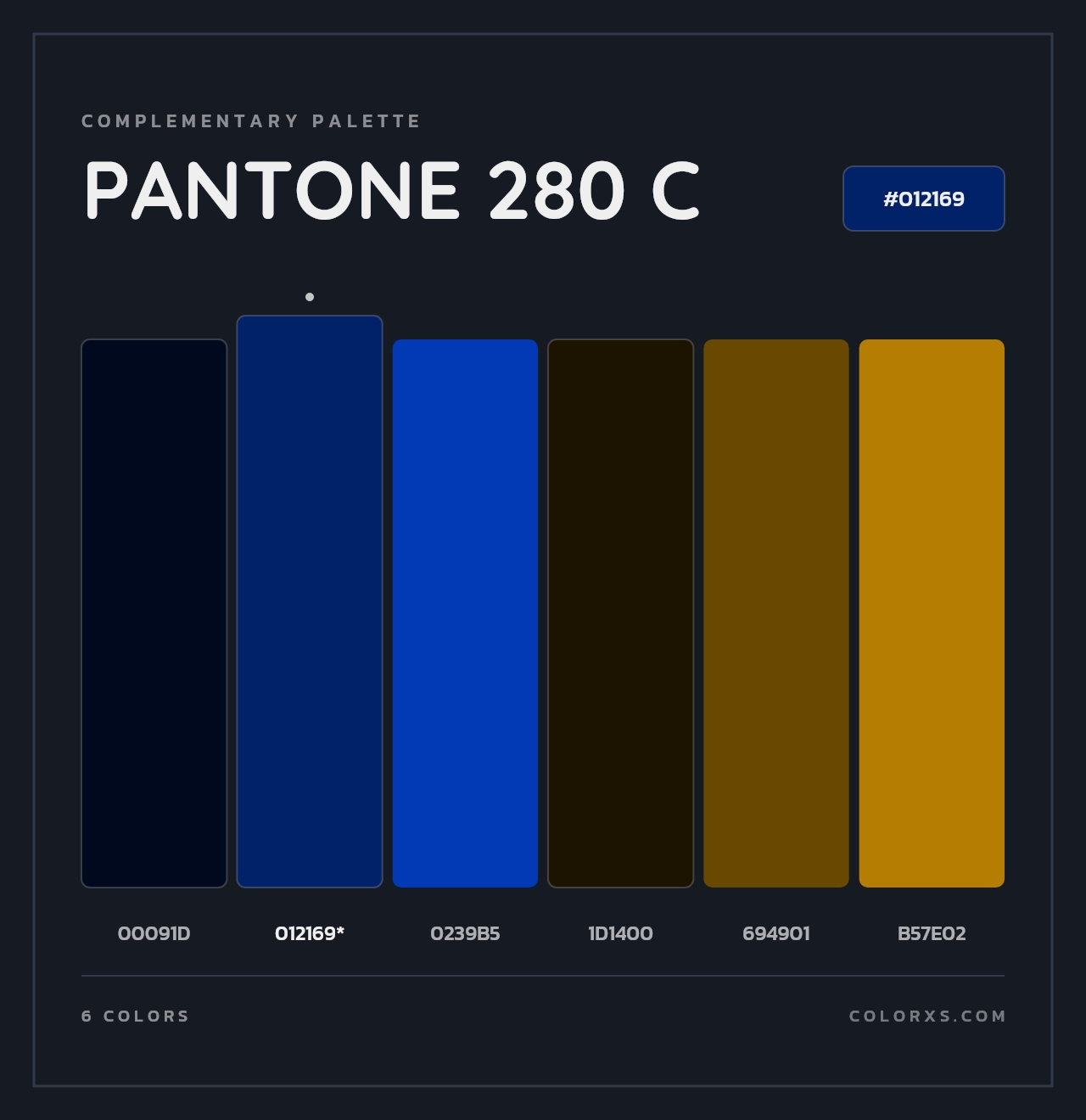 PANTONE 280 C - Complementary Color Palette