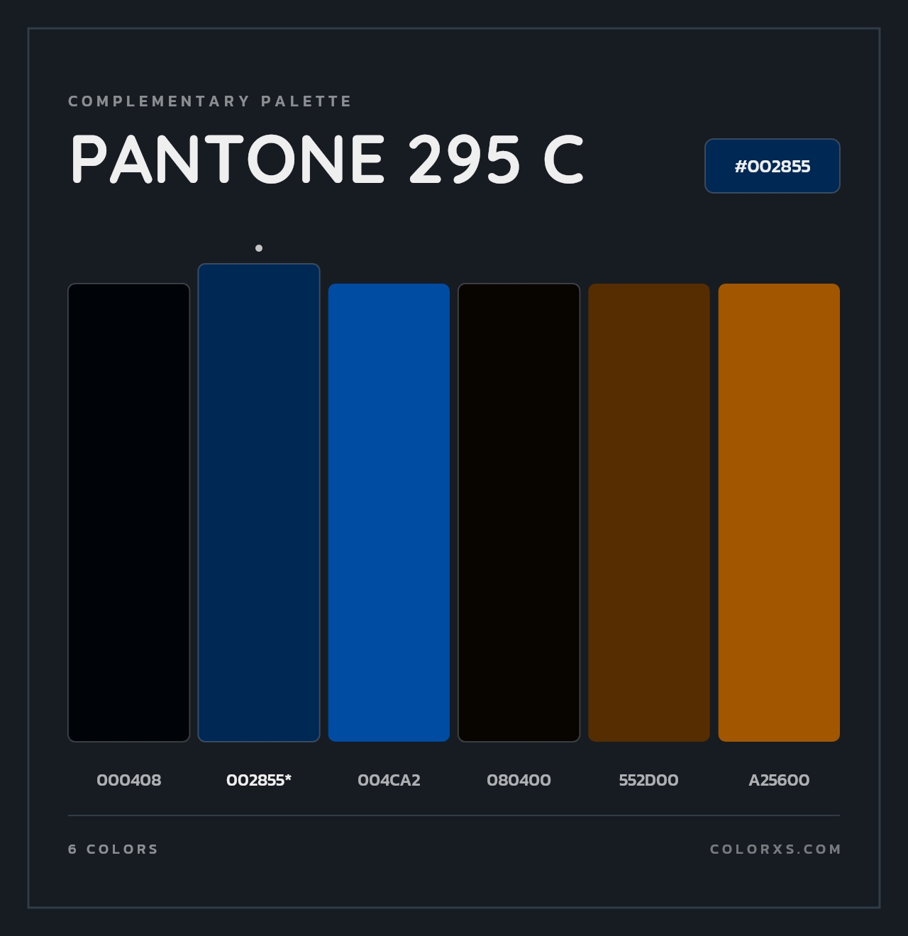 PANTONE 295 C - Complementary Color Palette
