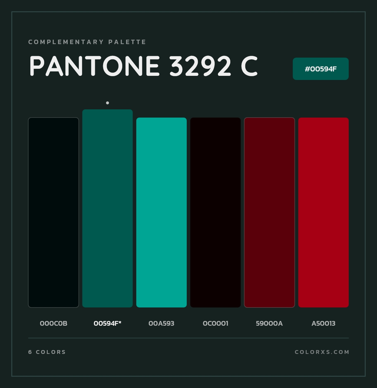 PANTONE 3292 C - Complementary Color Palette