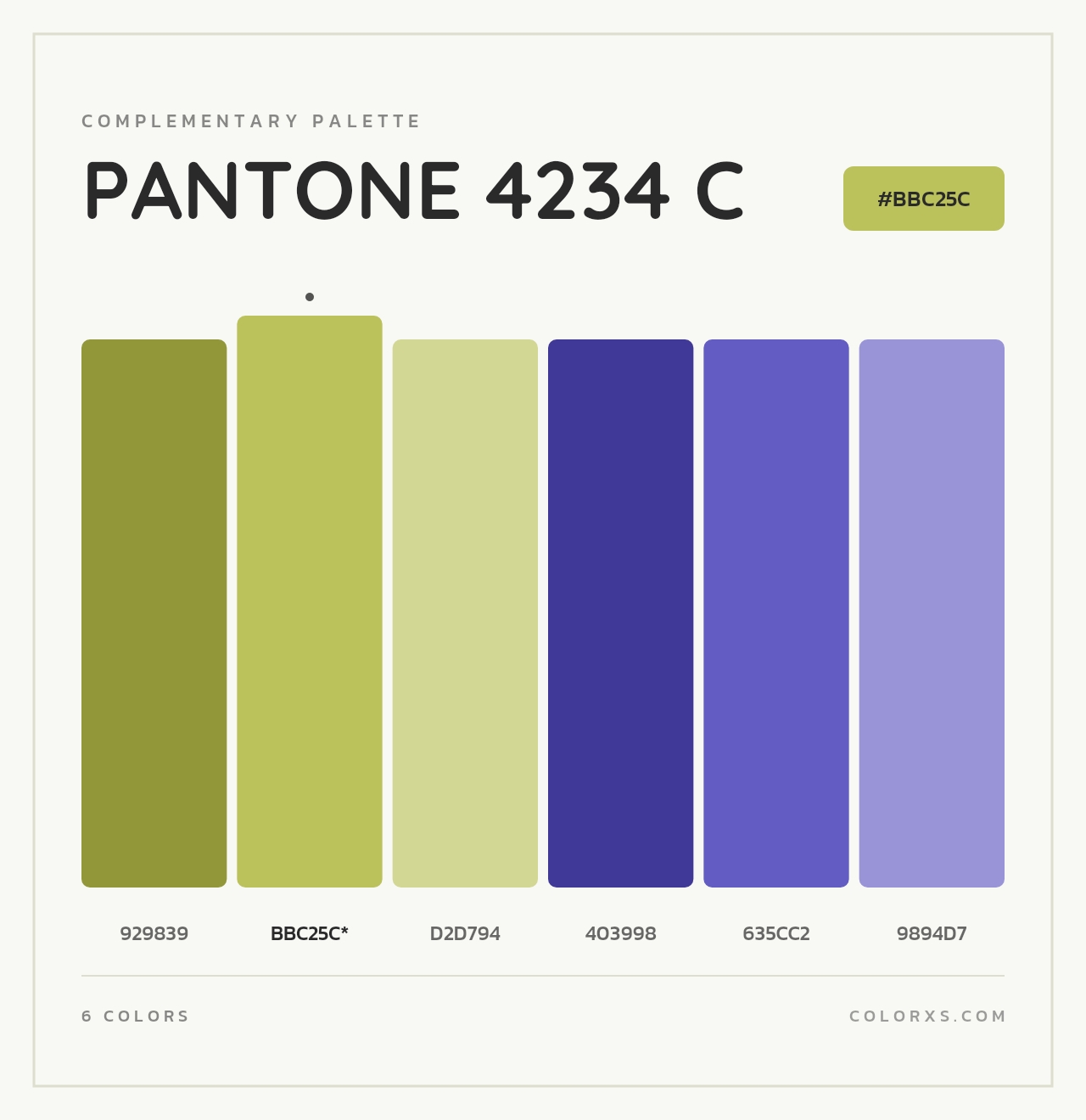 PANTONE 4234 C - Complementary Color Palette
