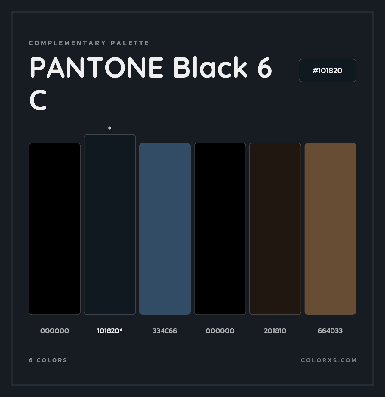 PANTONE Black 6 C - Complementary Color Palette