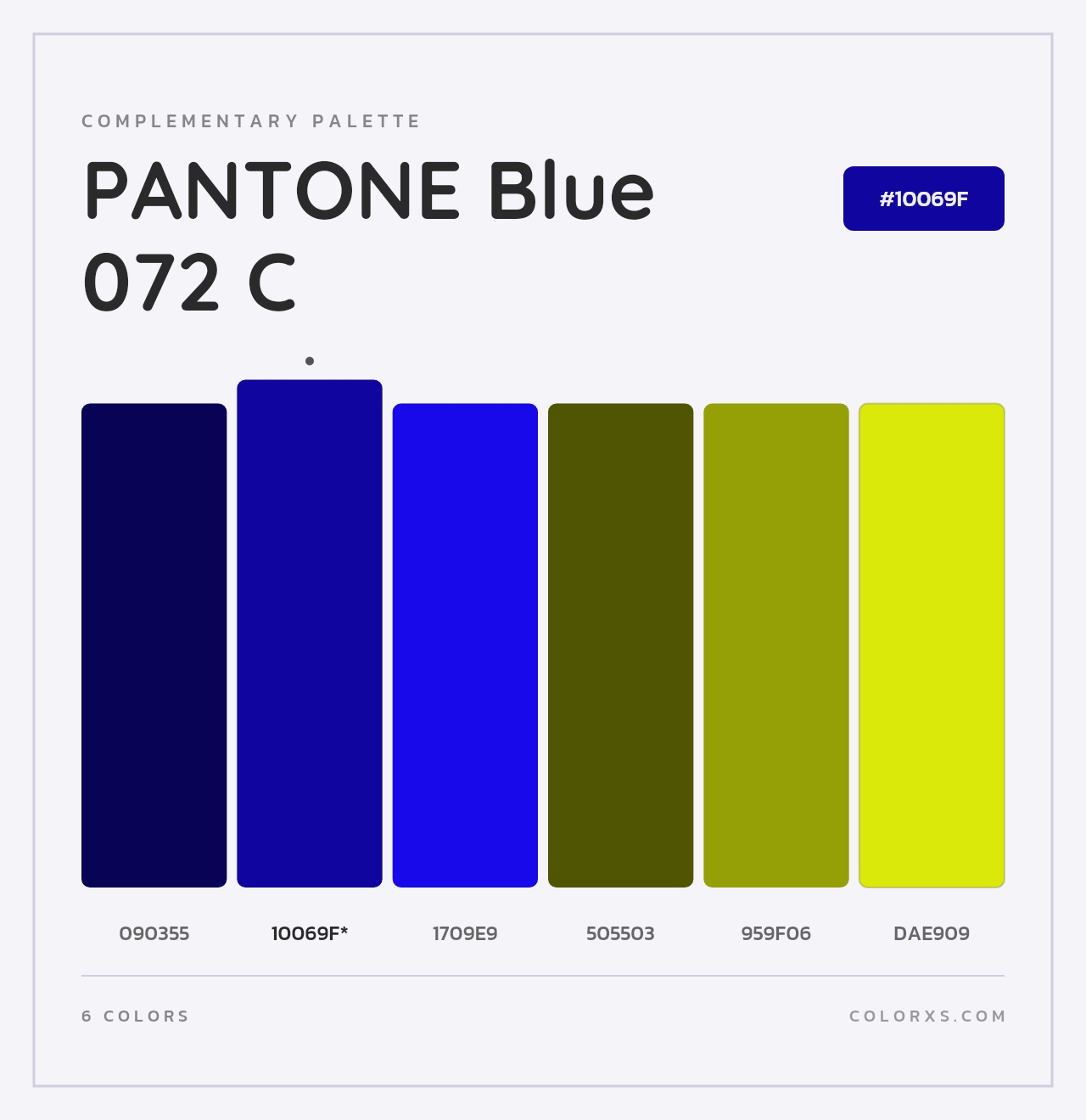 PANTONE Blue 072 C - Complementary Color Palette