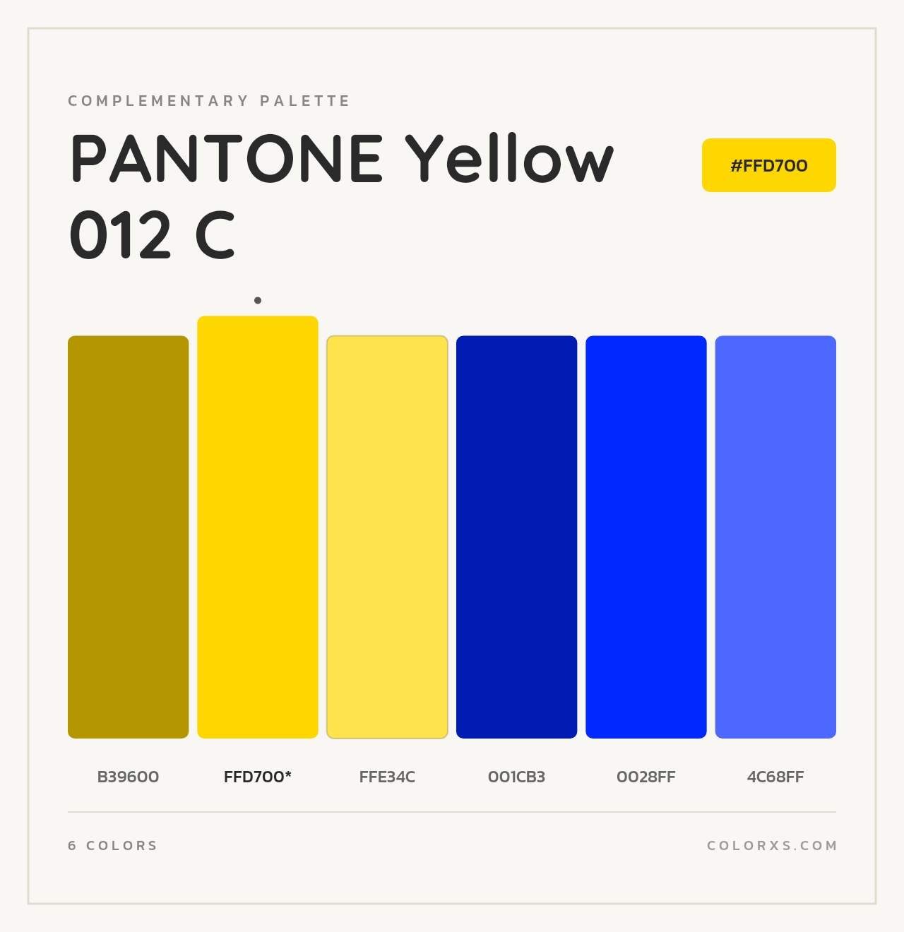 PANTONE Yellow 012 C - Complementary Color Palette