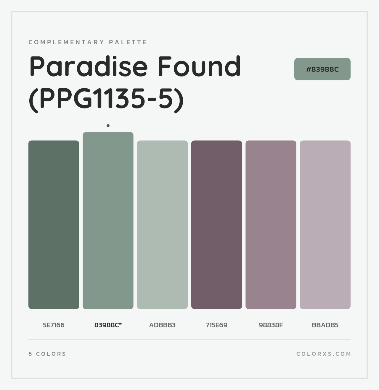 Paradise Found (PPG1135-5) - Complementary Color Palette