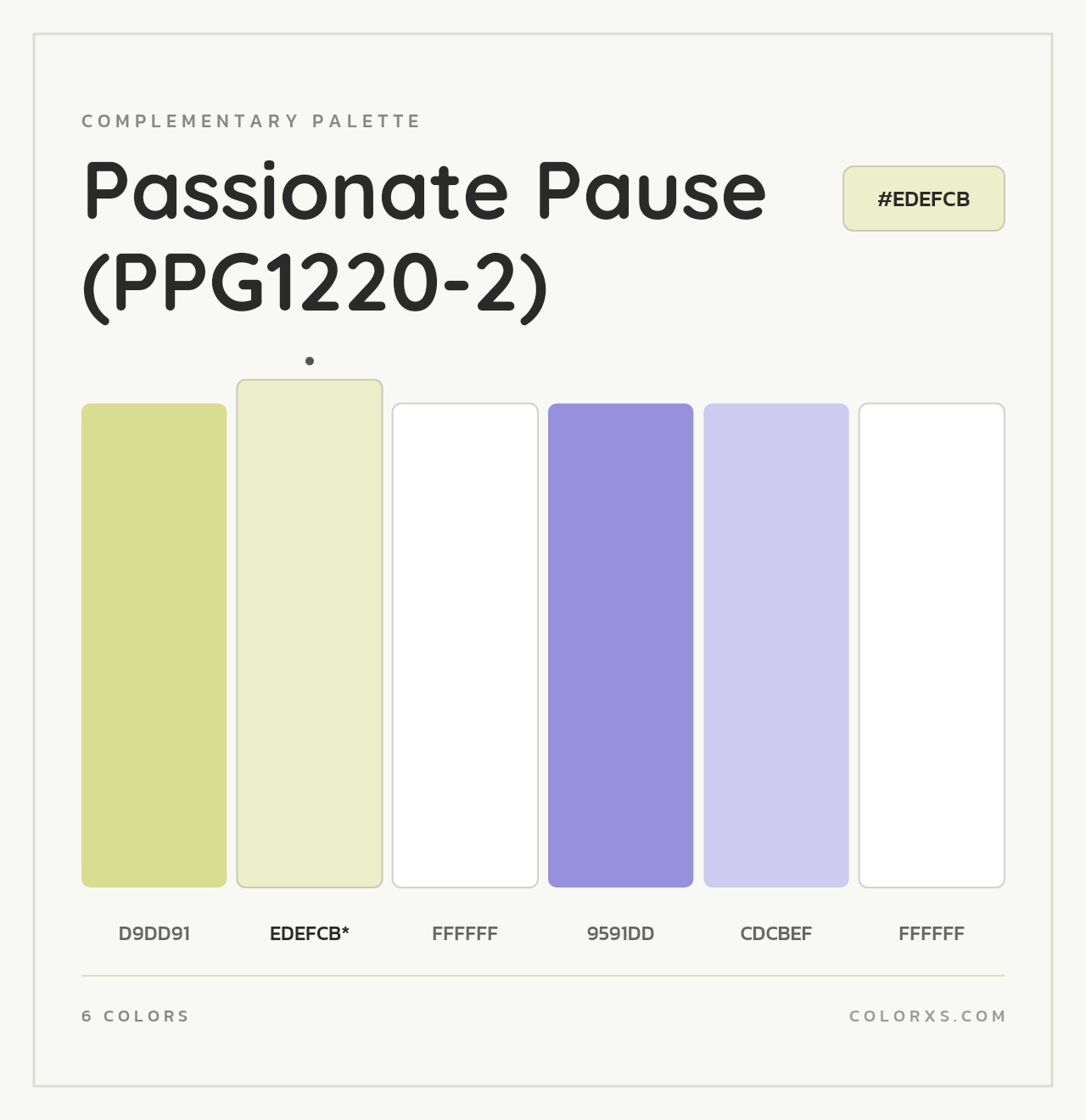 Passionate Pause (PPG1220-2) - Complementary Color Palette