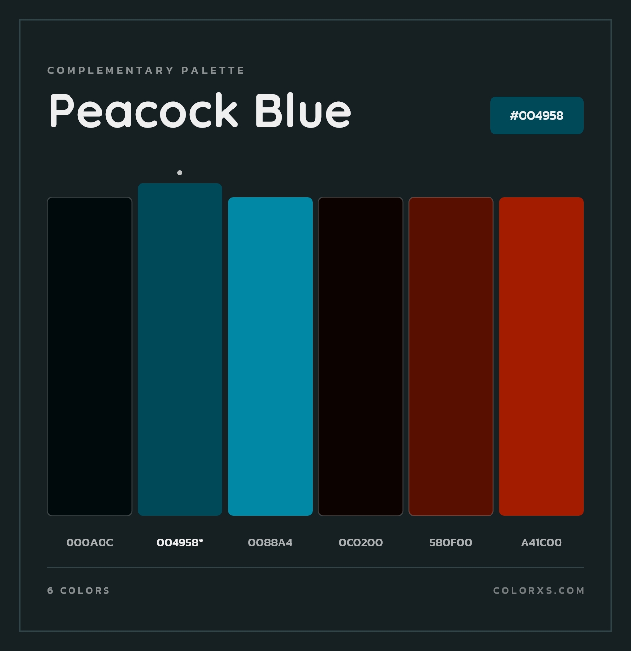 Peacock Blue - Complementary Color Palette