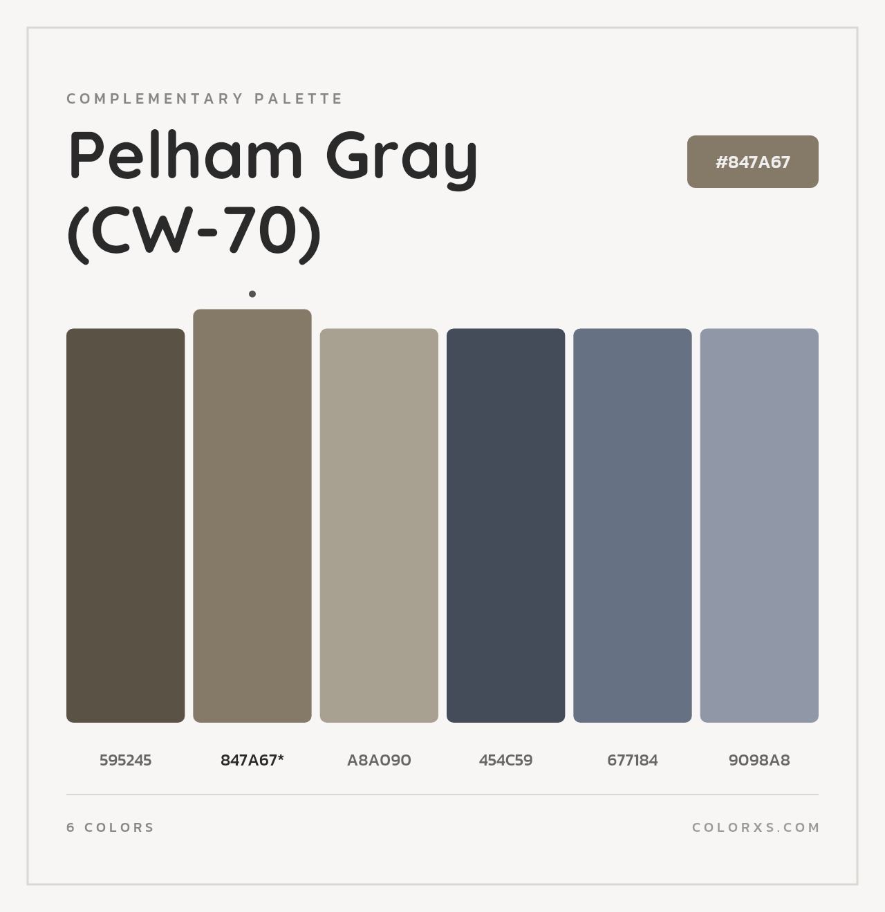 Pelham Gray (CW-70) - Complementary Color Palette