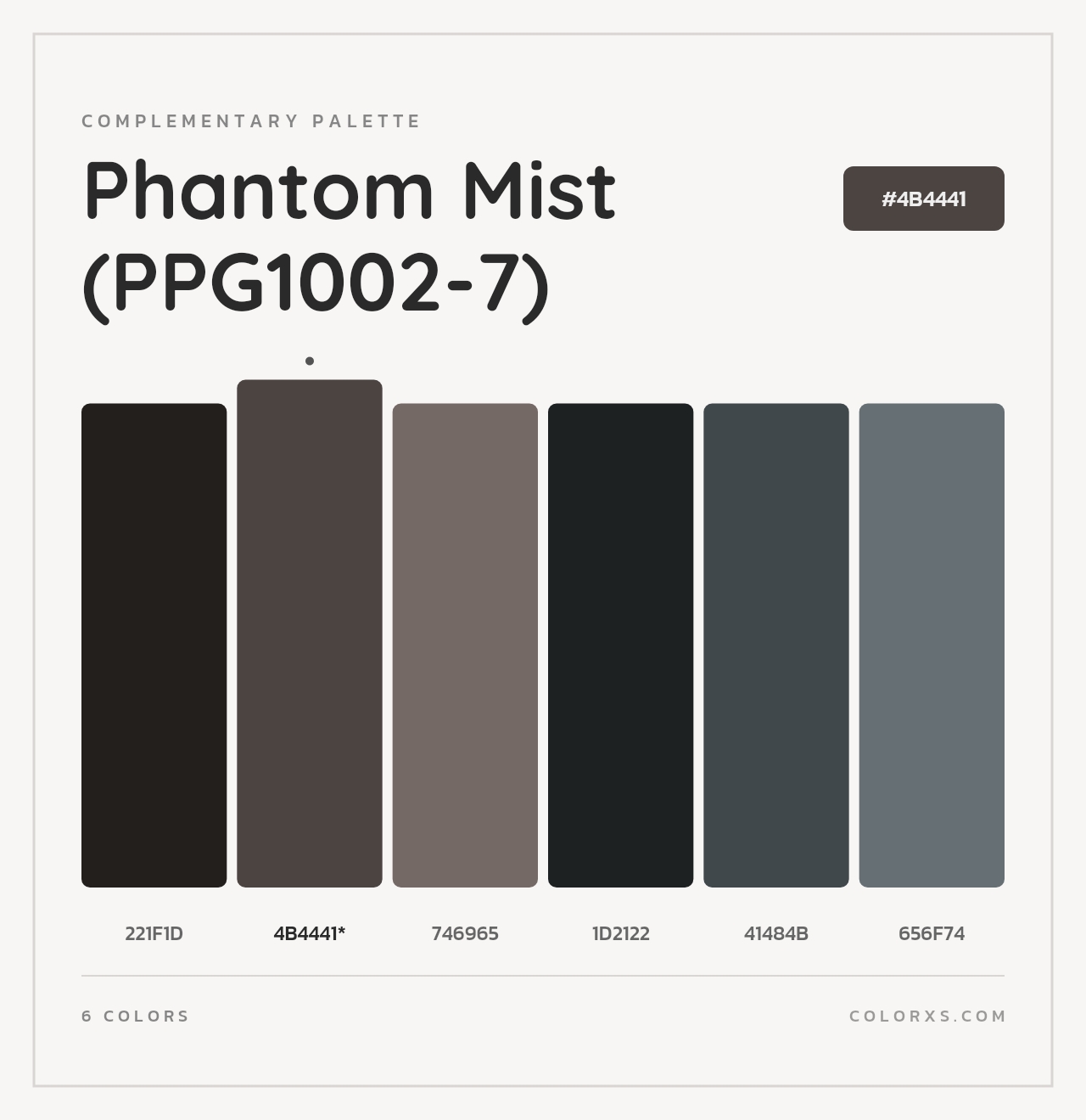 Phantom Mist (PPG1002-7) - Complementary Color Palette