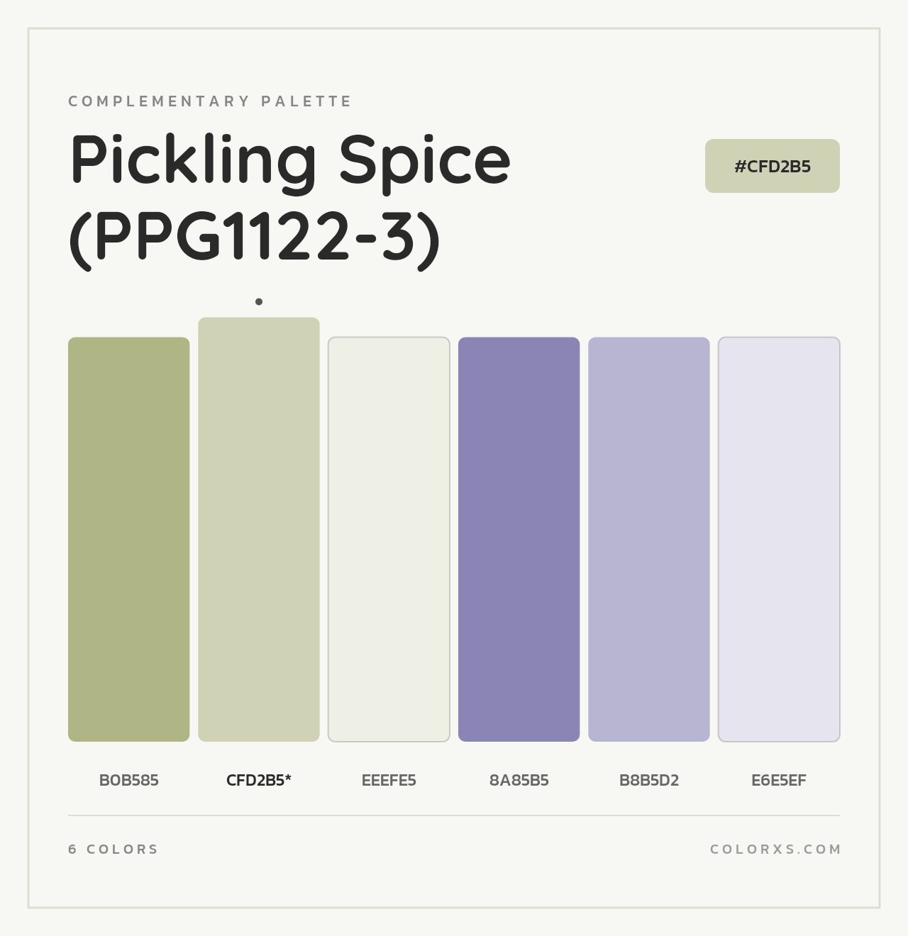 Pickling Spice (PPG1122-3) - Complementary Color Palette