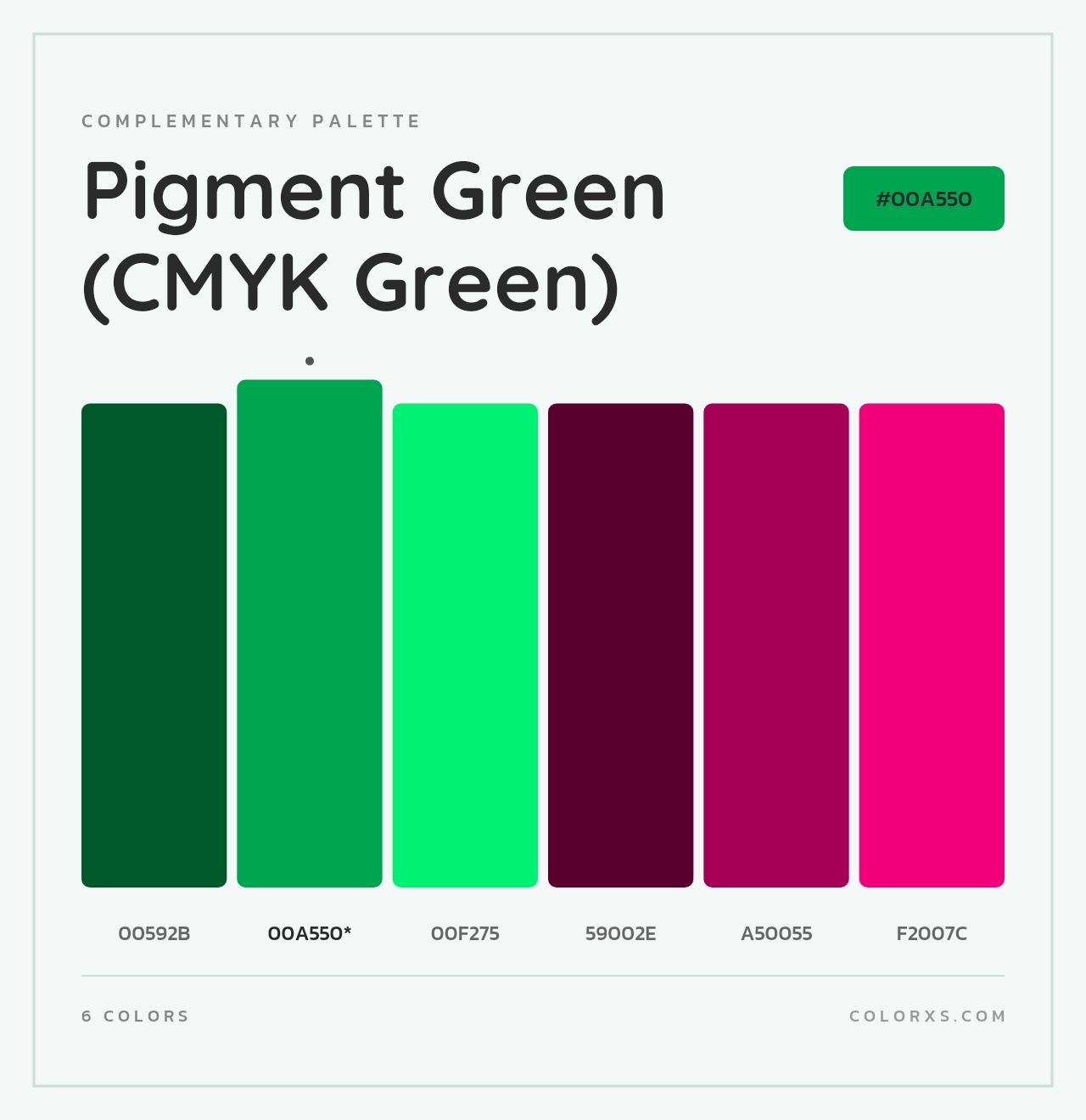 Pigment Green (CMYK Green) - Complementary Color Palette