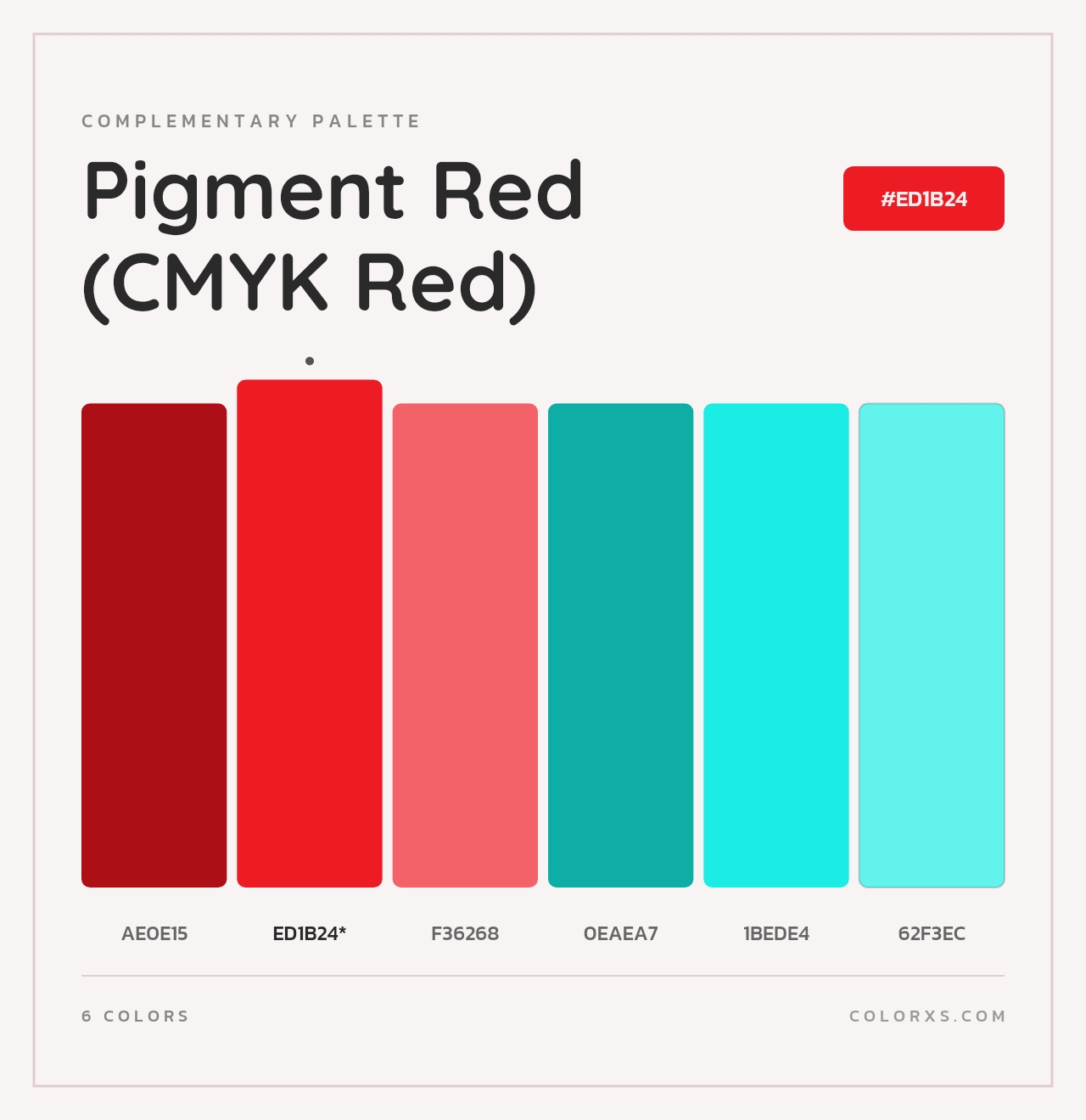 Pigment Red (CMYK Red) - Complementary Color Palette