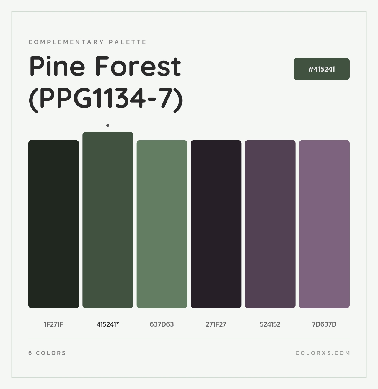 Pine Forest (PPG1134-7) - Complementary Color Palette