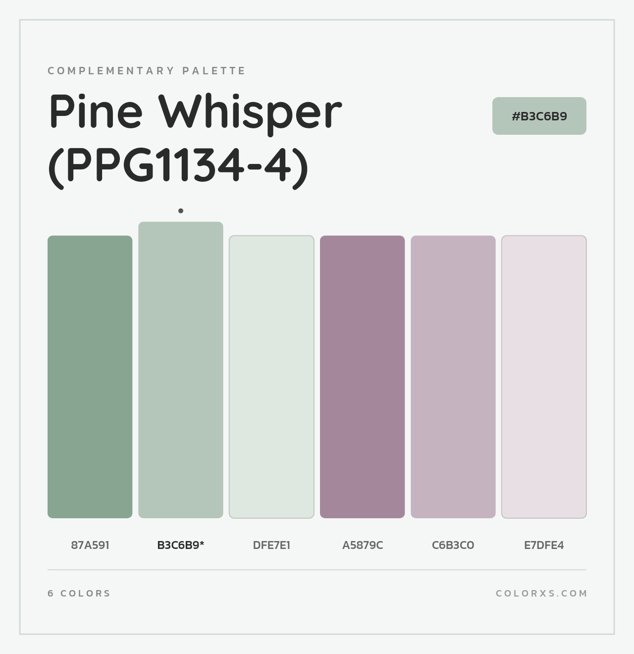 Pine Whisper (PPG1134-4) - Complementary Color Palette