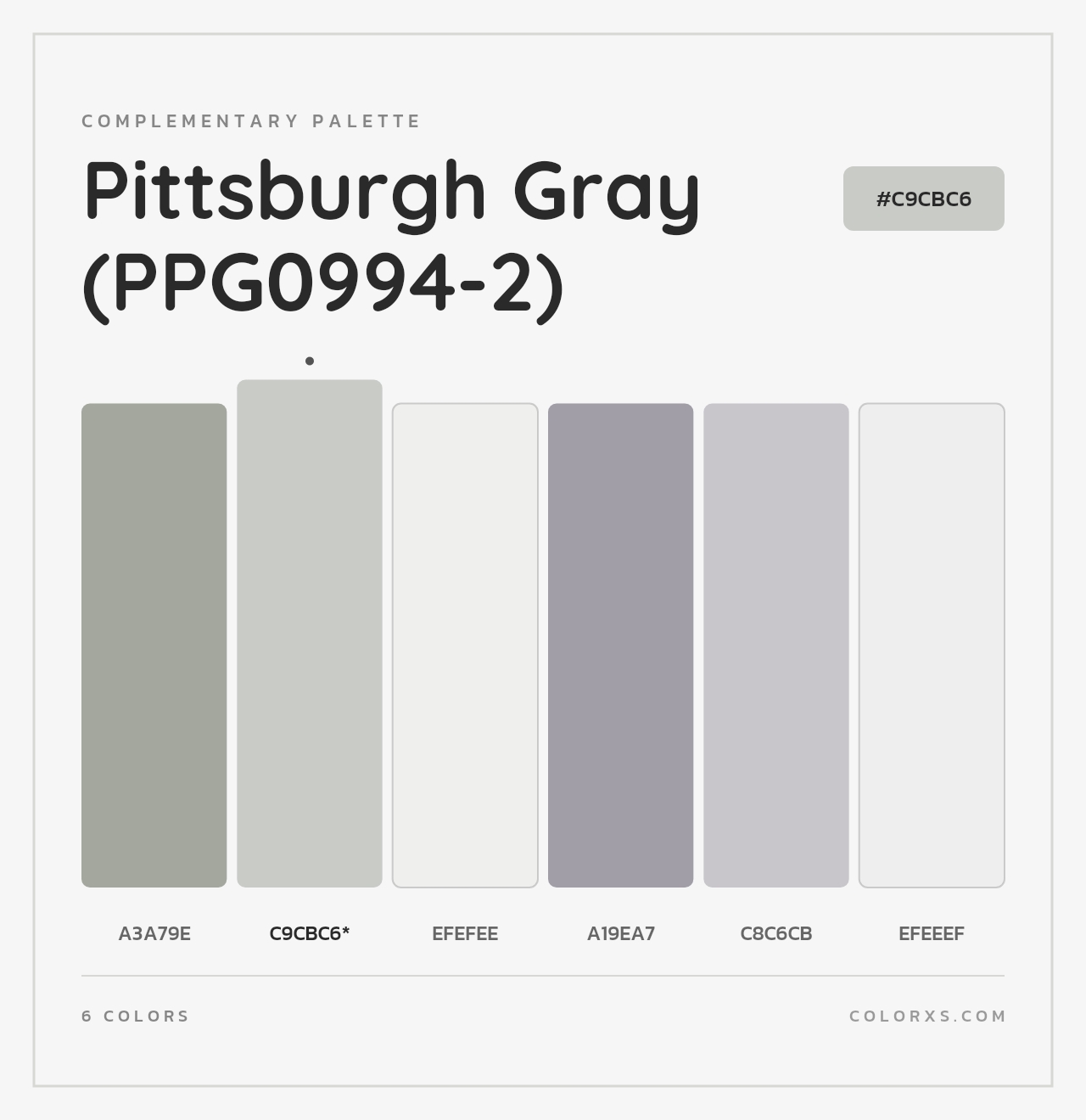 Pittsburgh Gray (PPG0994-2) - Complementary Color Palette