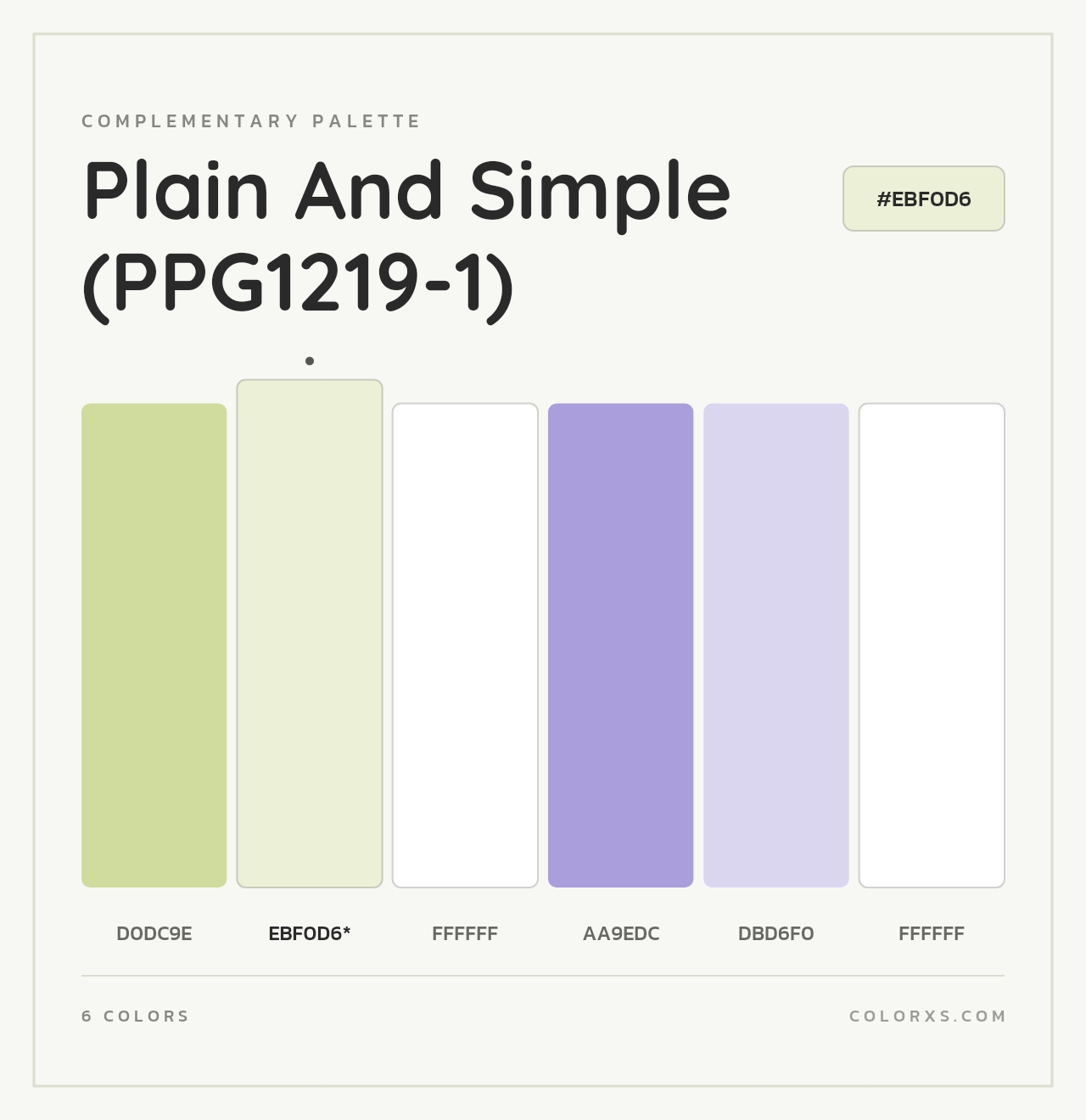 Plain And Simple (PPG1219-1) - Complementary Color Palette