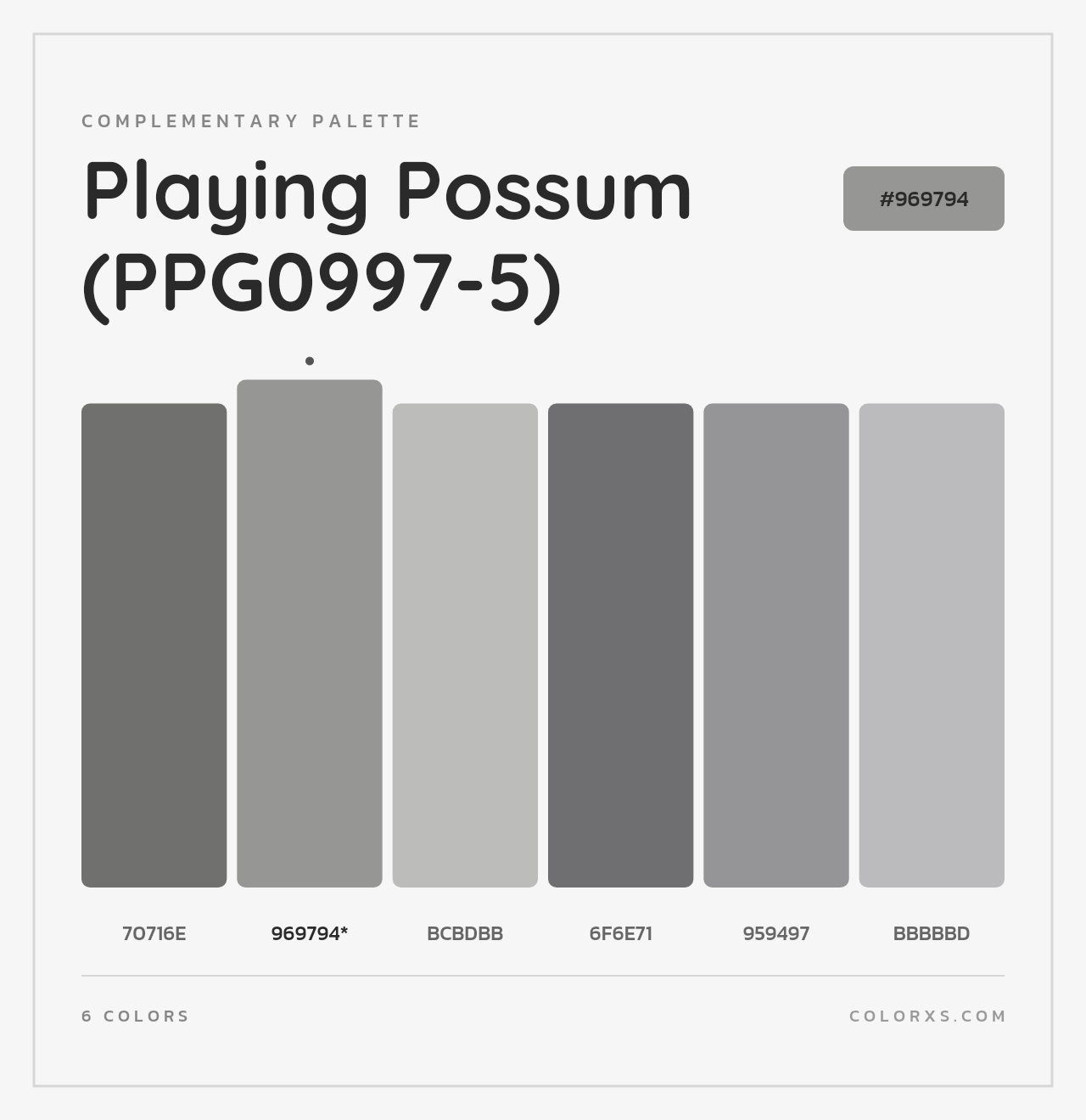 Playing Possum (PPG0997-5) - Complementary Color Palette