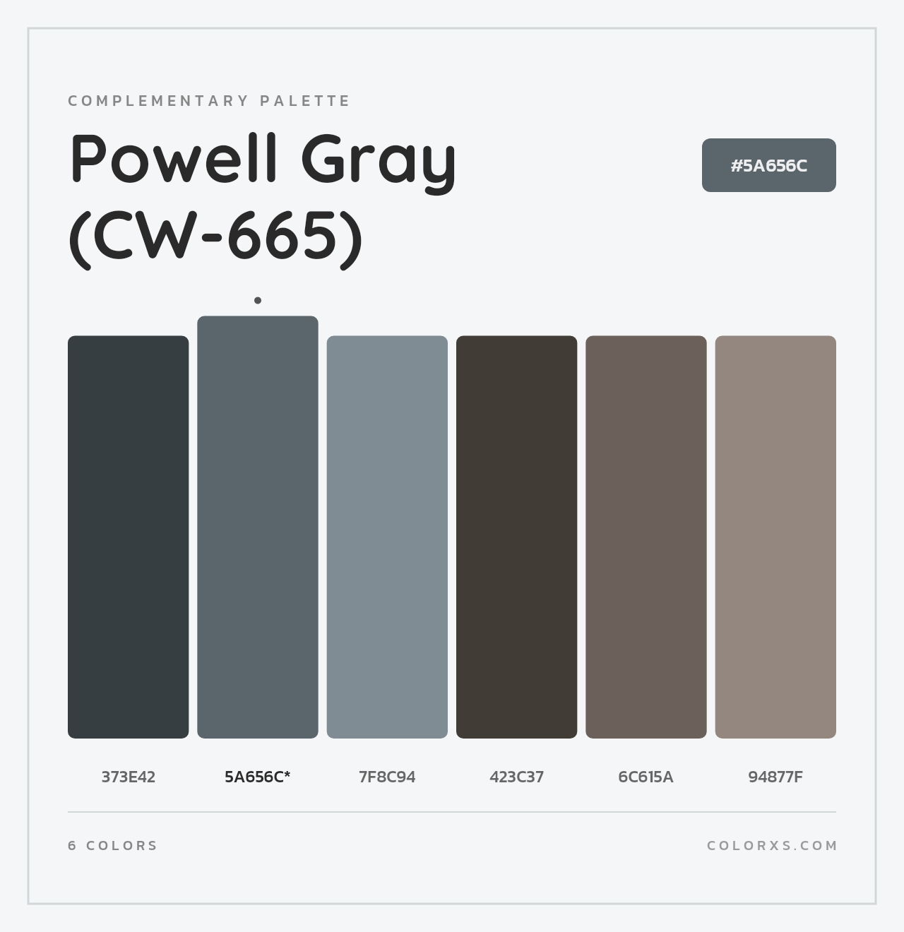 Powell Gray (CW-665) - Complementary Color Palette